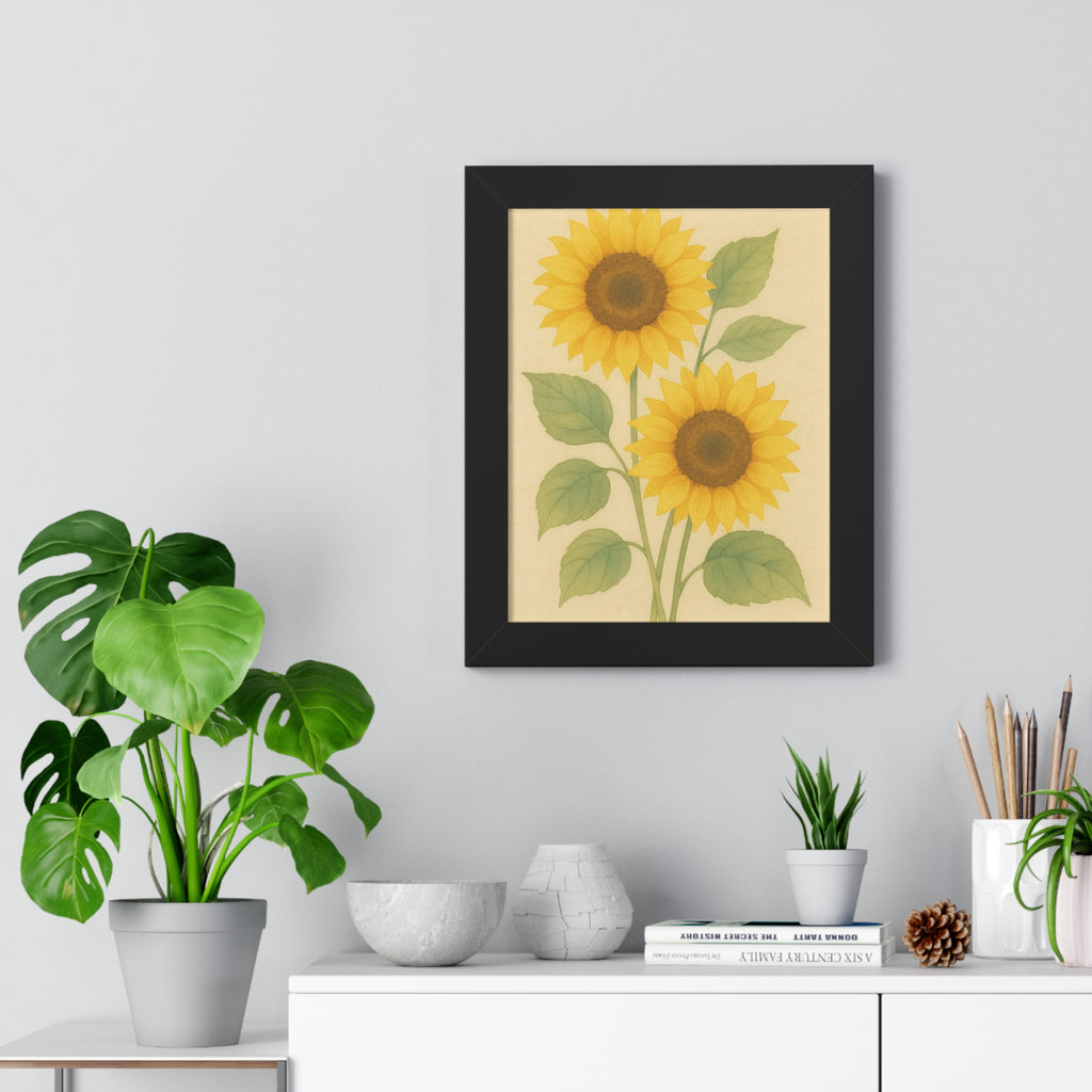 "Sunflower" – Framed Botanical Watercolor Print, Exclusive Botanical Series