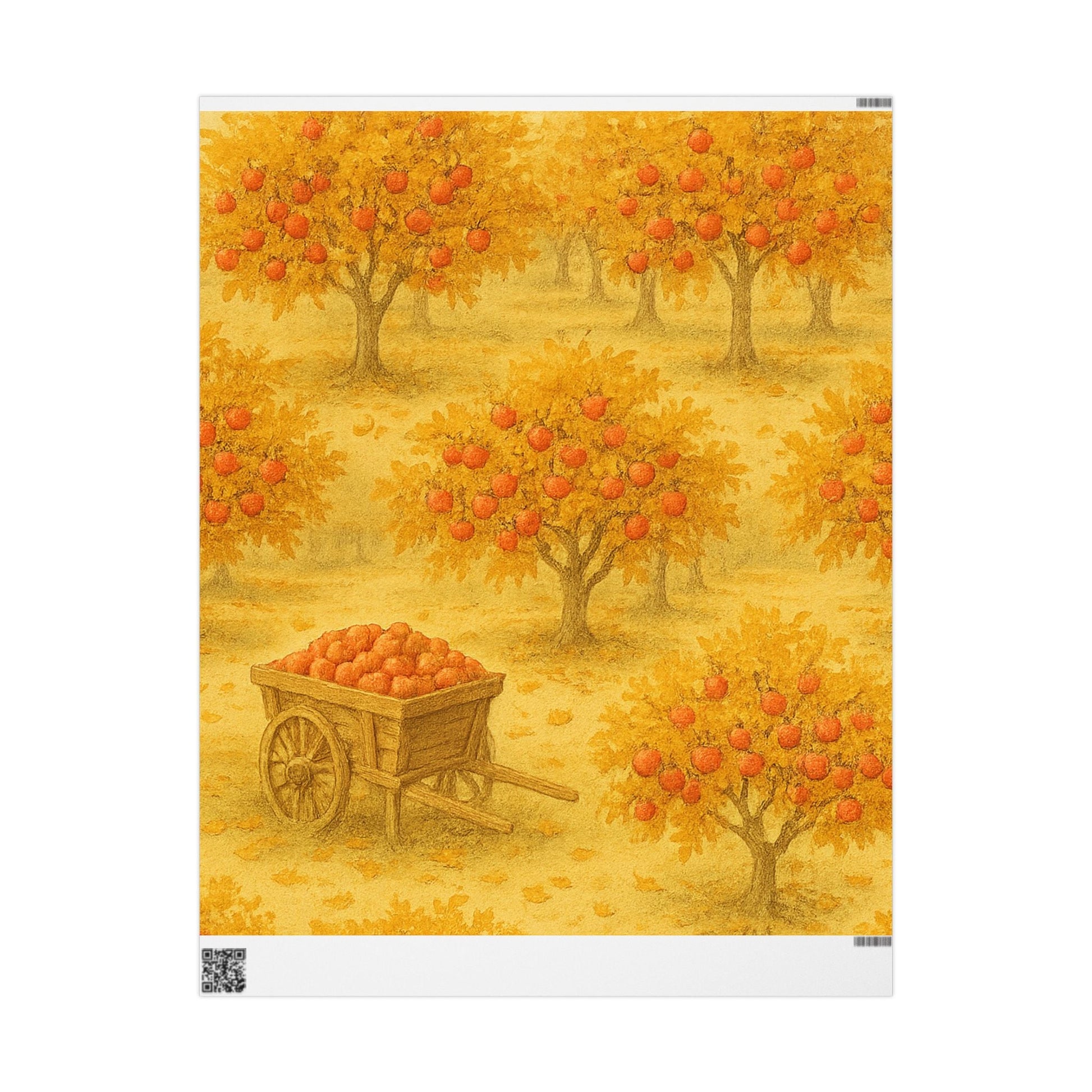 Autumn APPLE Harvest Vintage Wrapping Paper - Festive Orange Orchard Design for Fall Celebrations