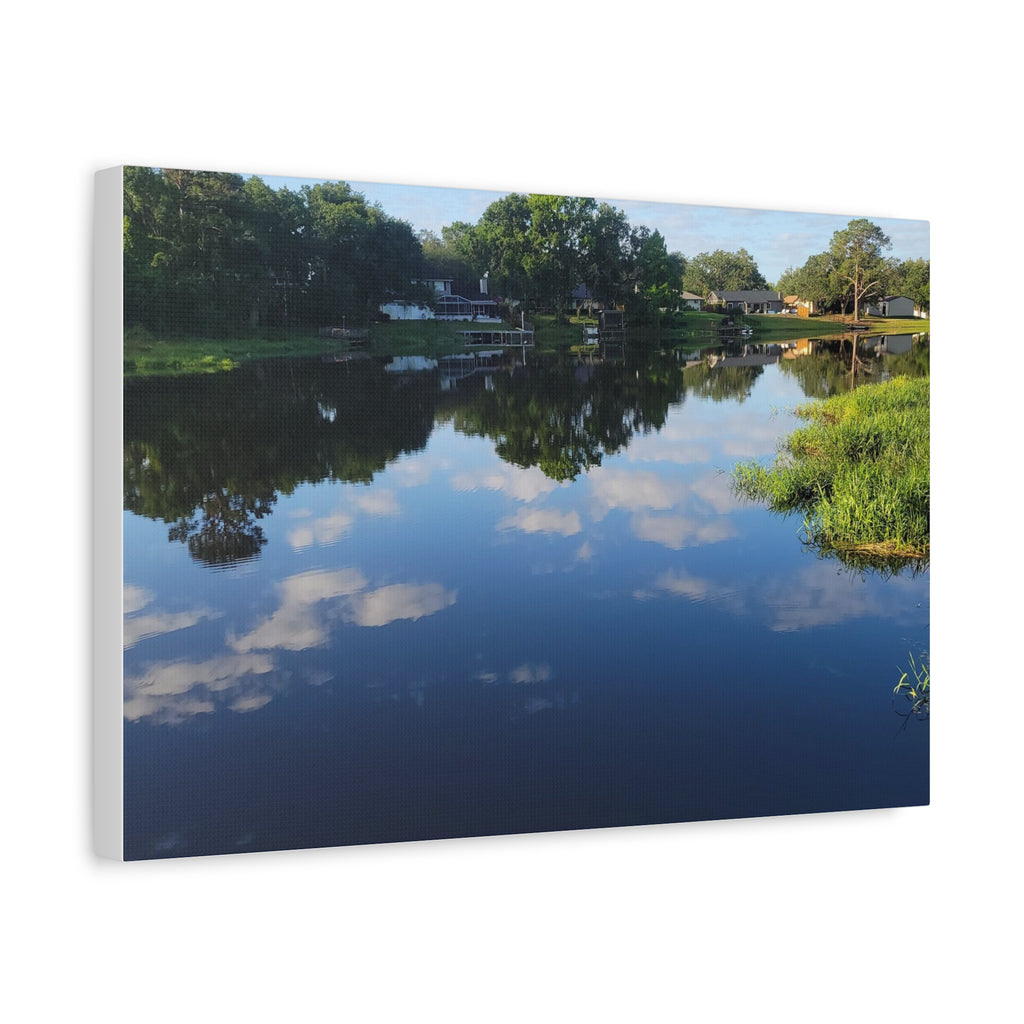 Serene Lake Landscape Reflection - Stretched Canvas Artwork