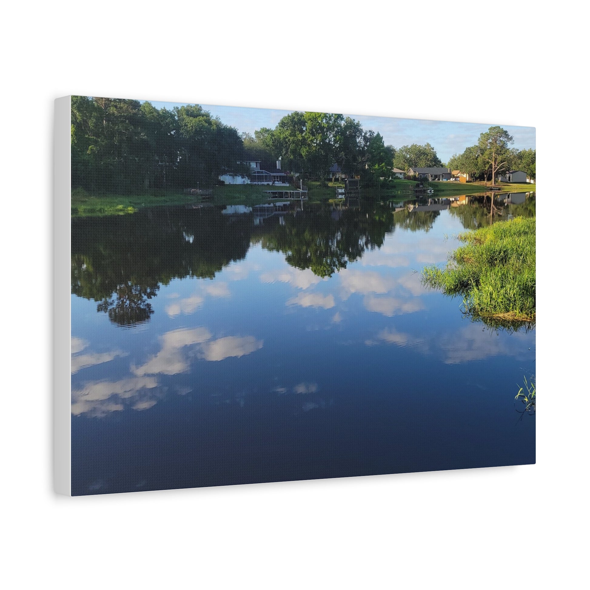 Serene Lake Landscape Reflection - Stretched Canvas Artwork