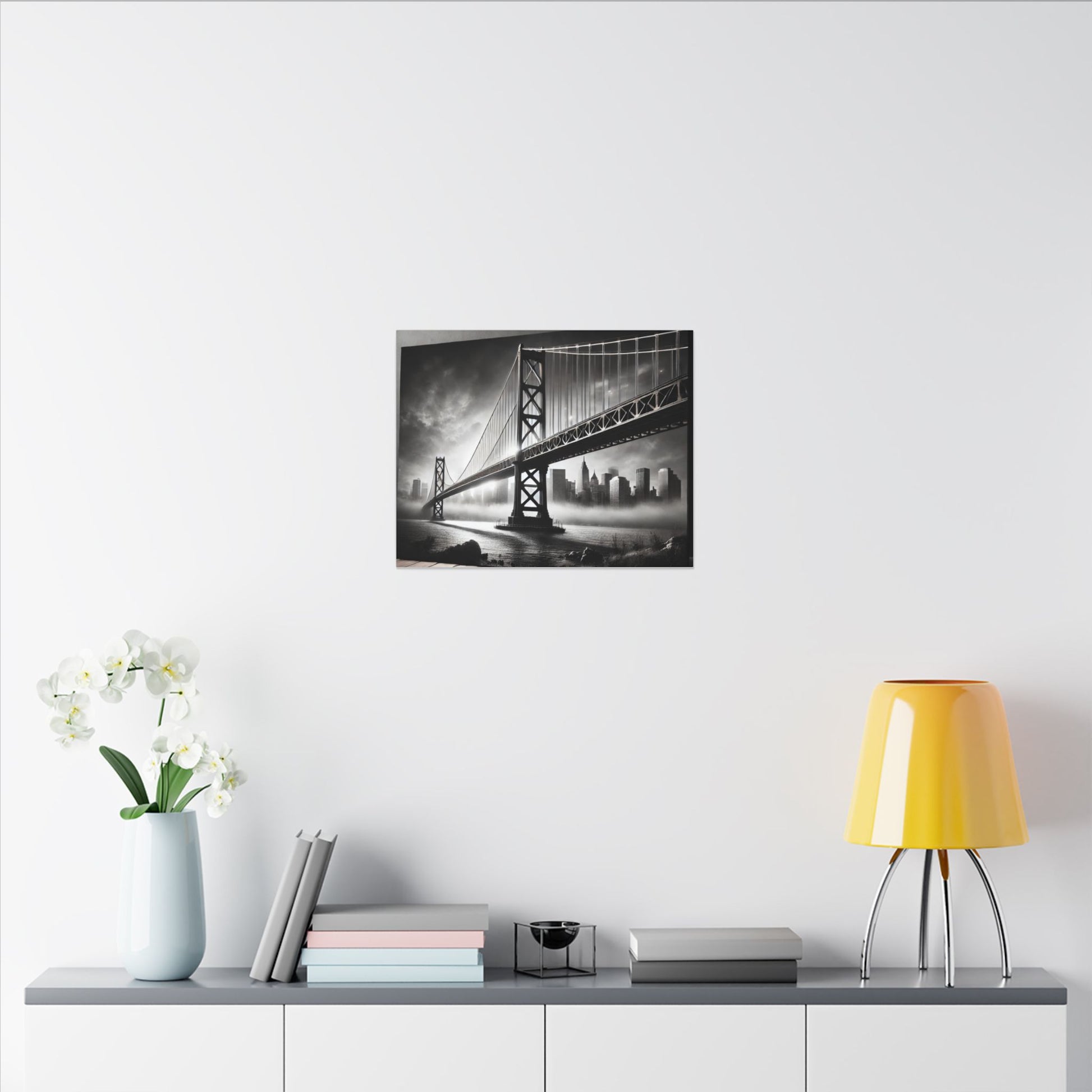Horizontal Golden Gate Bridge Black & White Wall Art – Dramatic San Francisco Photography Print in Black Frame (2 of 3)