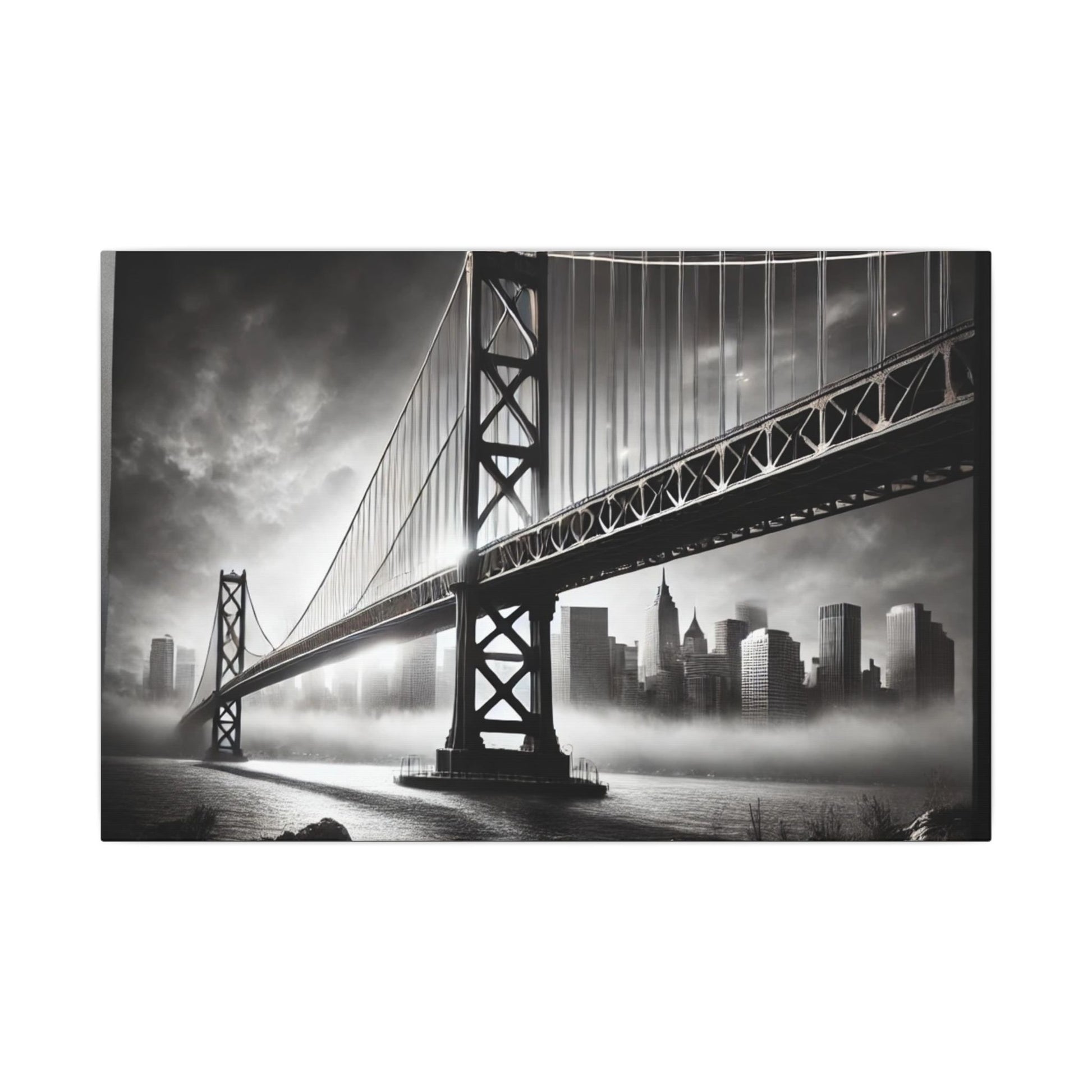 Horizontal Golden Gate Bridge Black & White Wall Art – Dramatic San Francisco Photography Print in Black Frame (2 of 3)