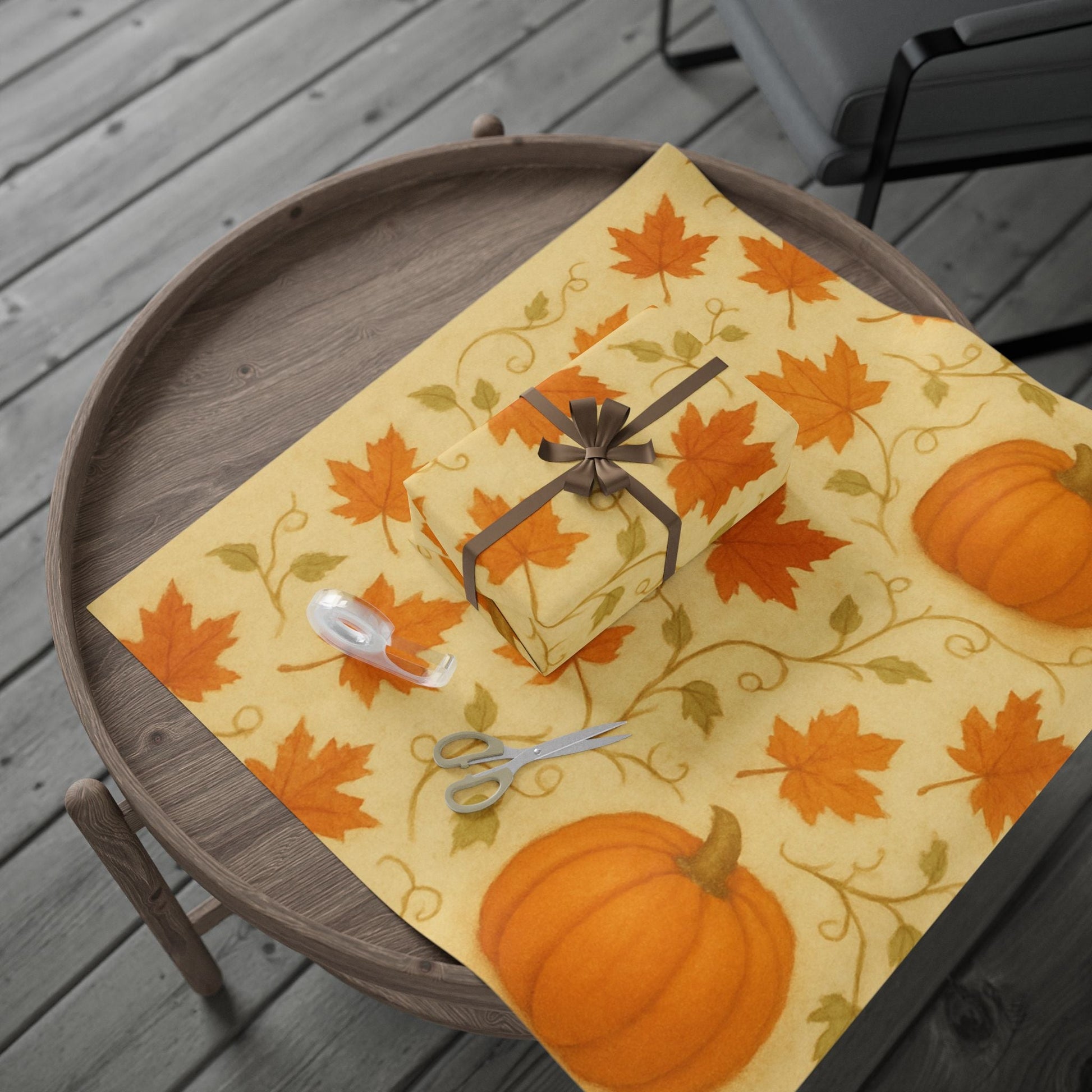 Pumpkins & Leaves Wrapping Paper