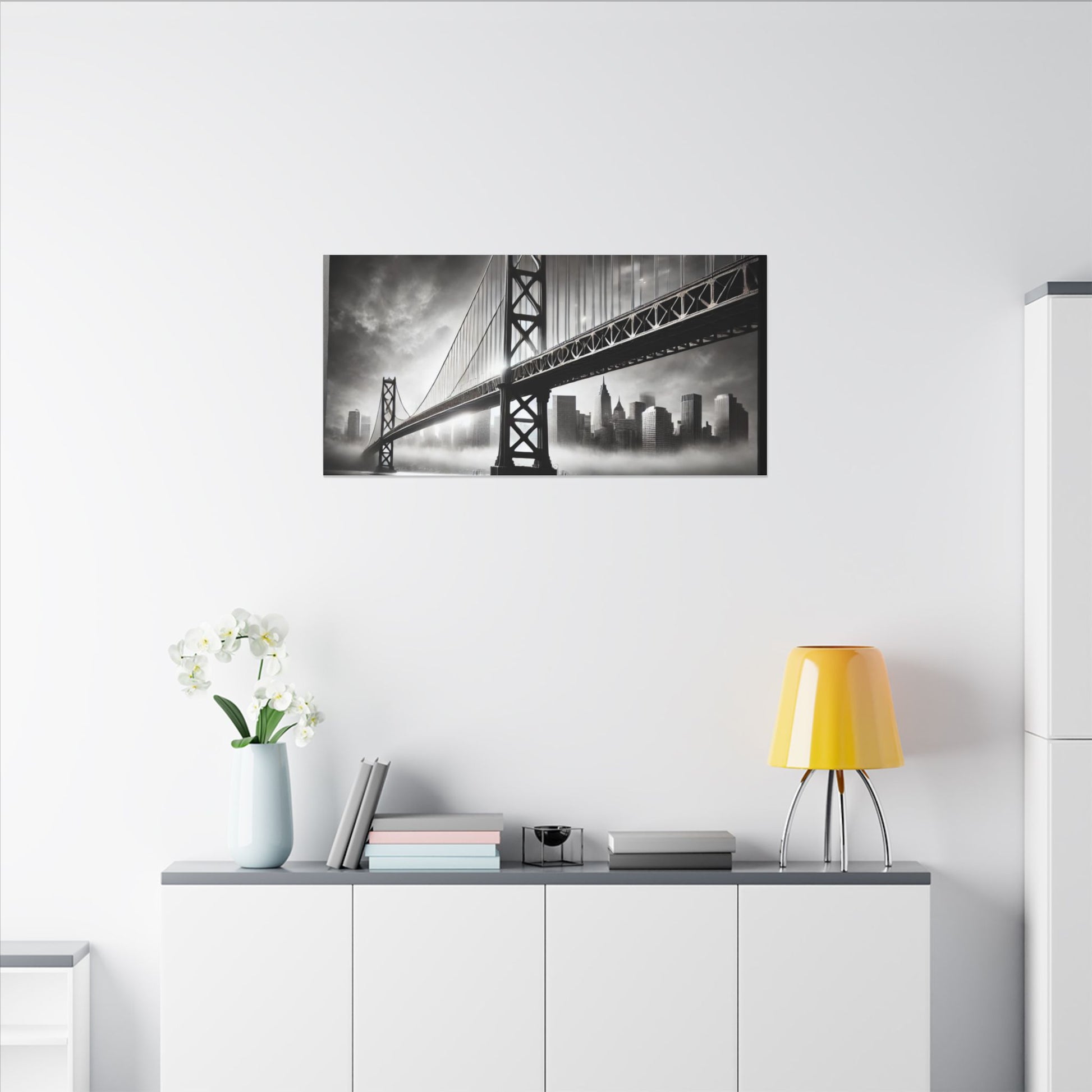 Horizontal Golden Gate Bridge Black & White Wall Art – Dramatic San Francisco Photography Print in Black Frame (2 of 3)