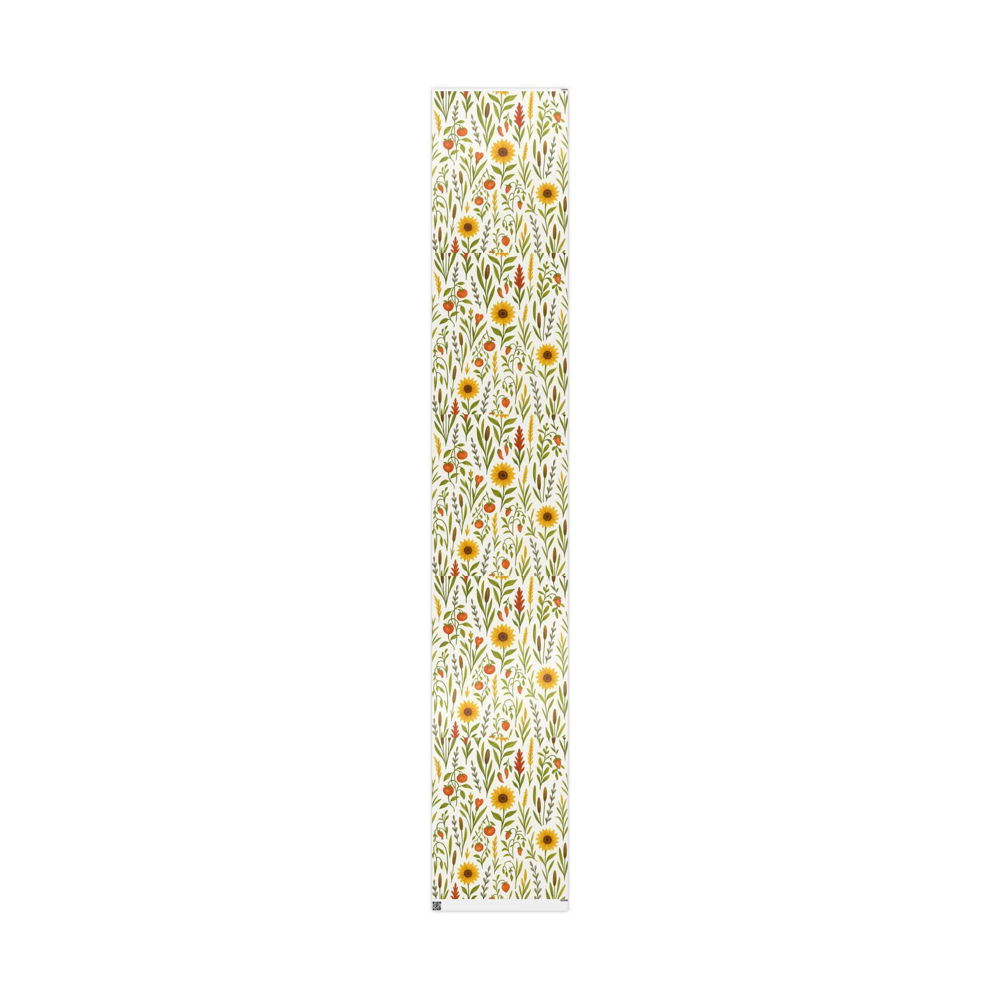 Sunflowers, Tomatoes & Autumn Harvest Botanical Wrapping Paper – Bright Seasonal Gift Wrap
