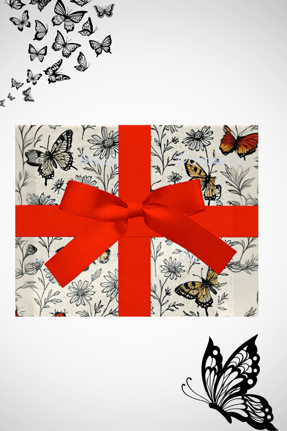 Vivid Wings & Monochrome Blooms Wrapping Paper Wrapping Paper