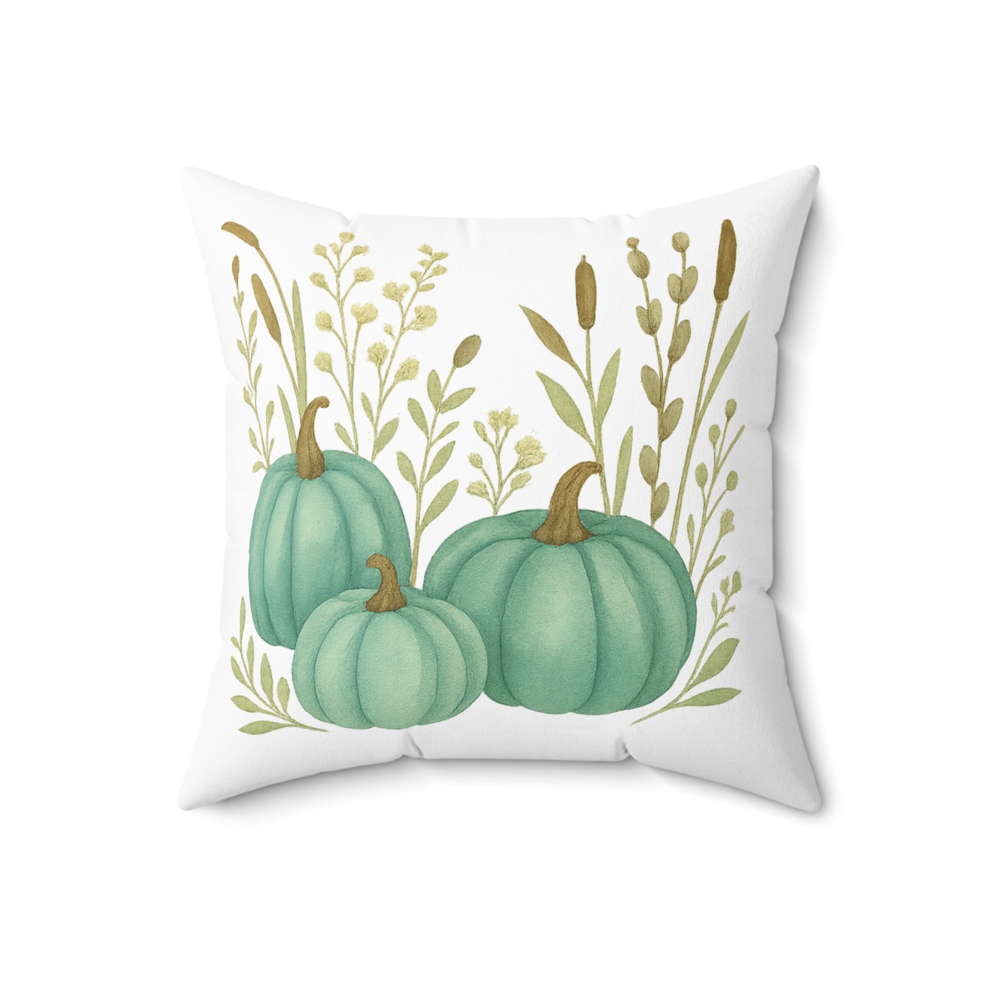 Fall Pillow – Teal Pumpkin Harvest Cushion for Autumn Decor