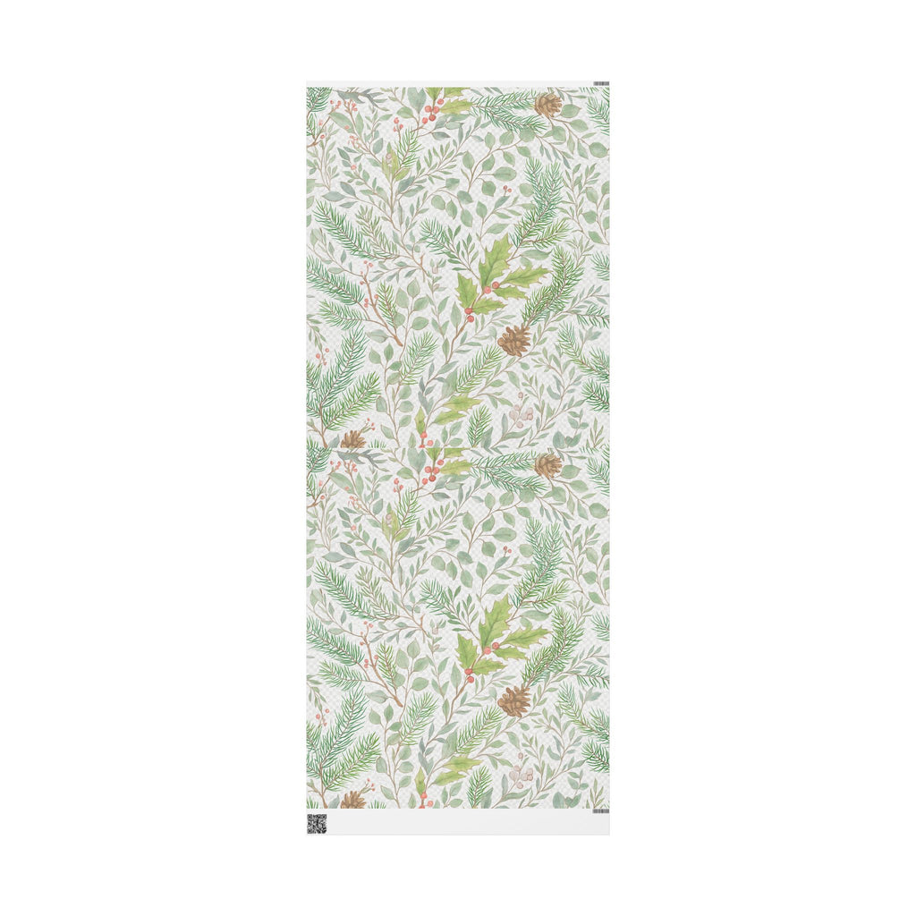 Whispers of Winter Botanical Wrapping Paper – Elegant Evergreen and Berry Christmas Gift Wrap – Ana