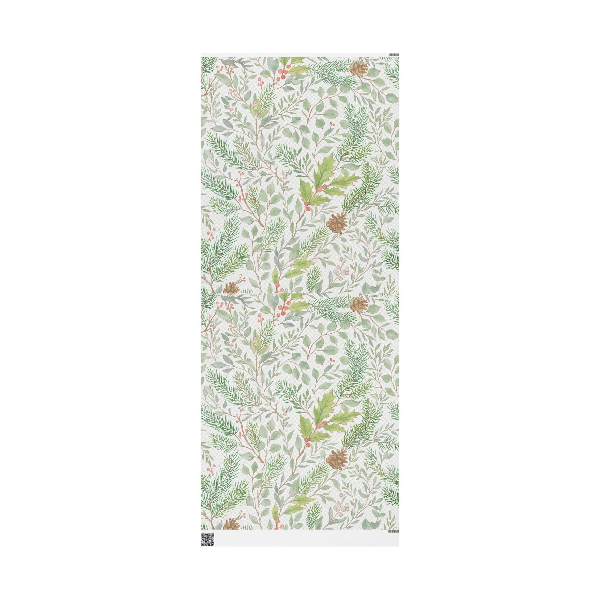 Whispers of Winter Botanical Wrapping Paper – Elegant Evergreen and Berry Christmas Gift Wrap – Ana