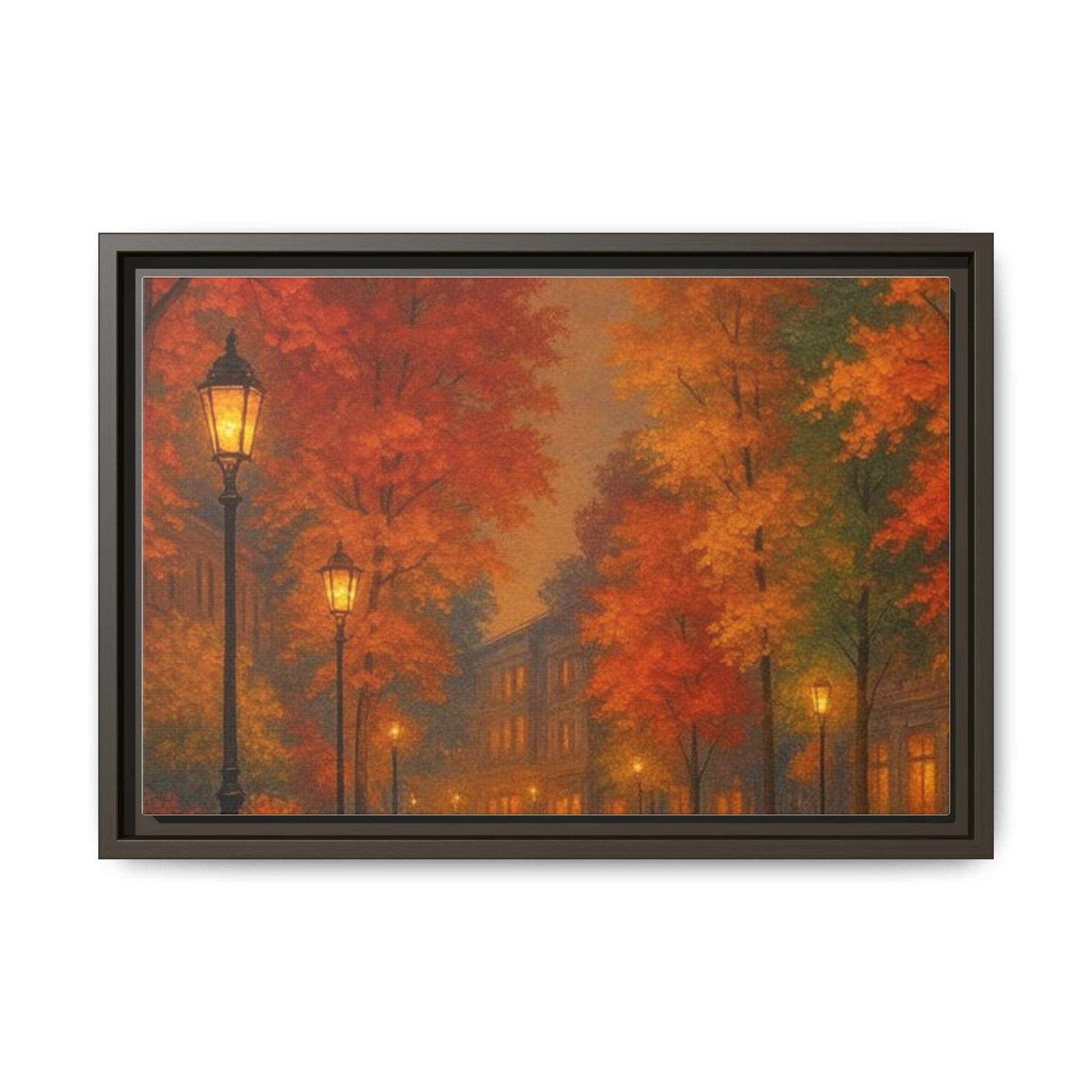 Autumn Cityscape Canvas Art – Warm Fall Skyline Wall Décor