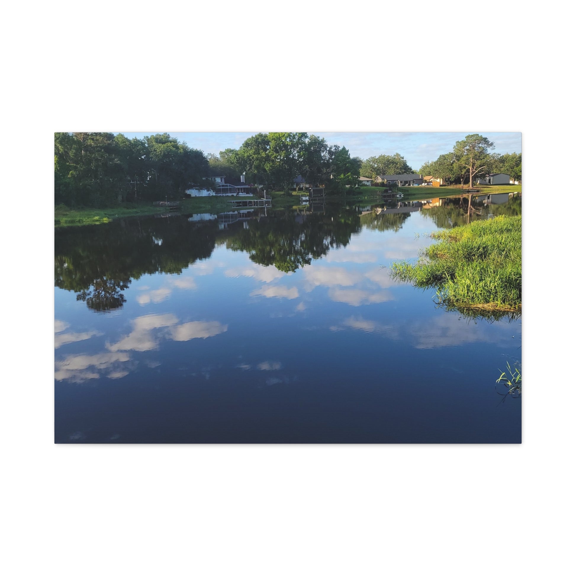 Serene Lake Landscape Reflection - Stretched Canvas Artwork