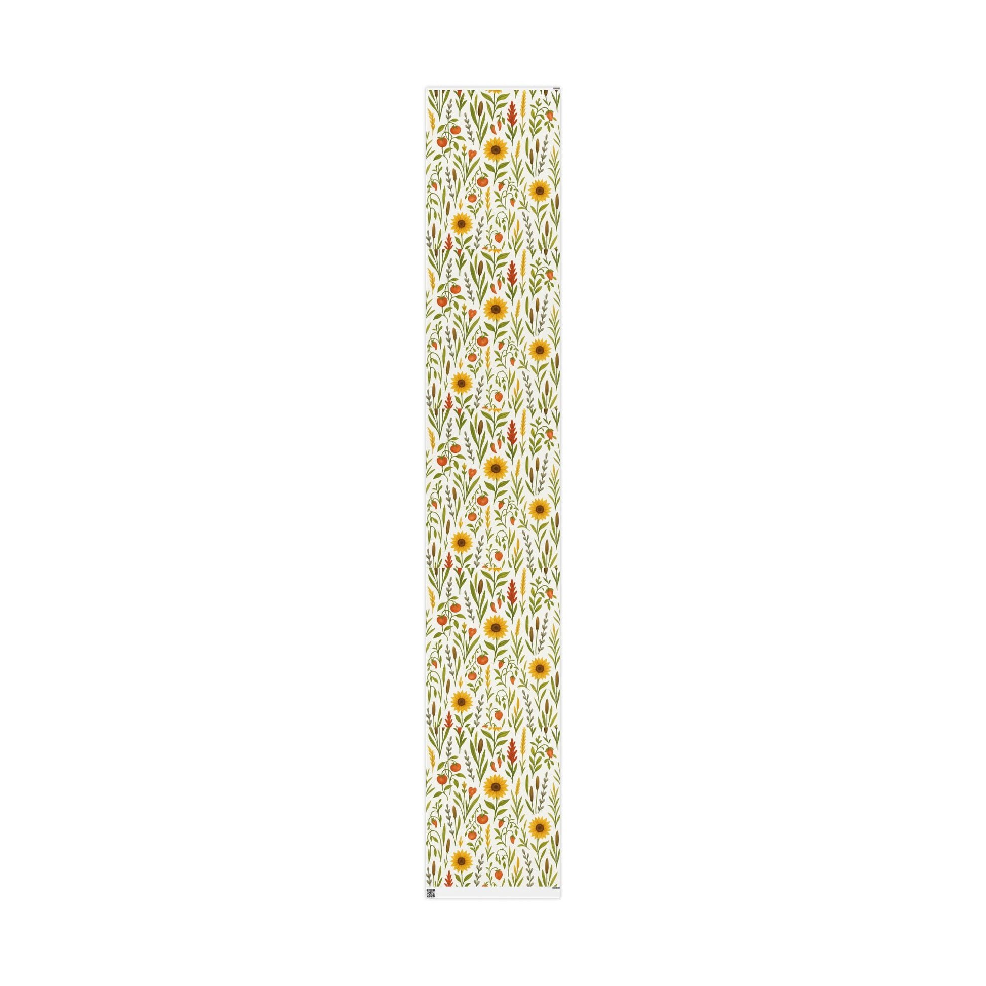Sunflowers, Tomatoes & Autumn Harvest Botanical Wrapping Paper – Bright Seasonal Gift Wrap