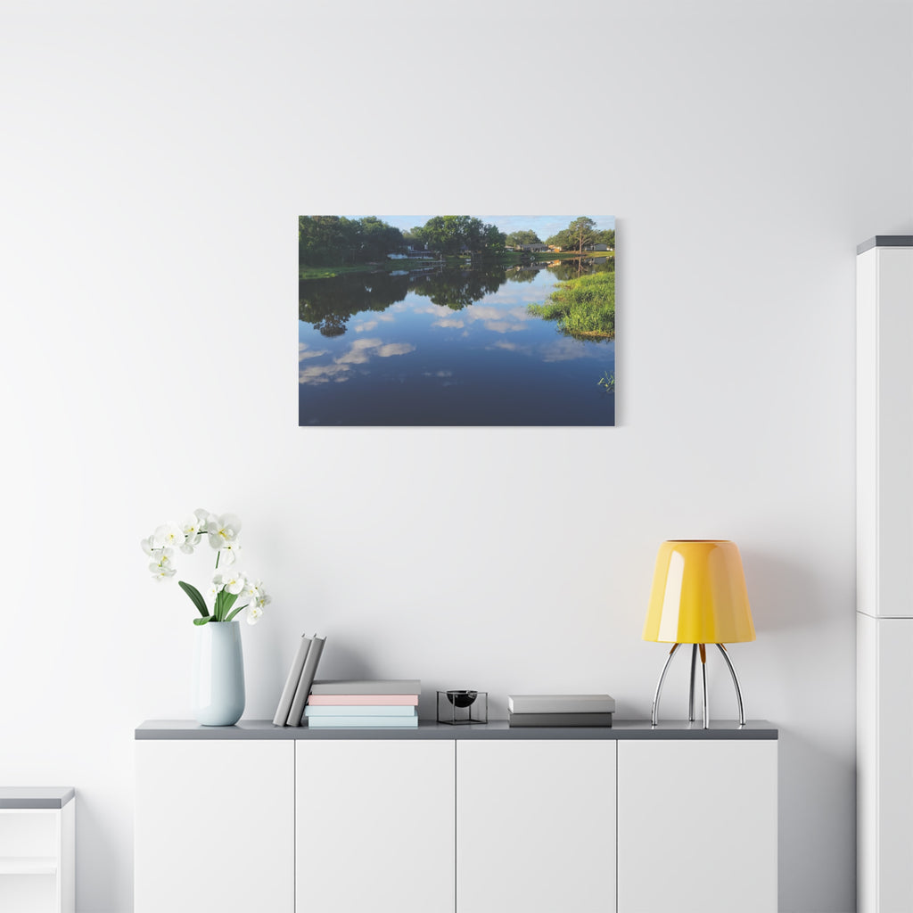 Serene Lake Landscape Reflection - Stretched Canvas Artwork