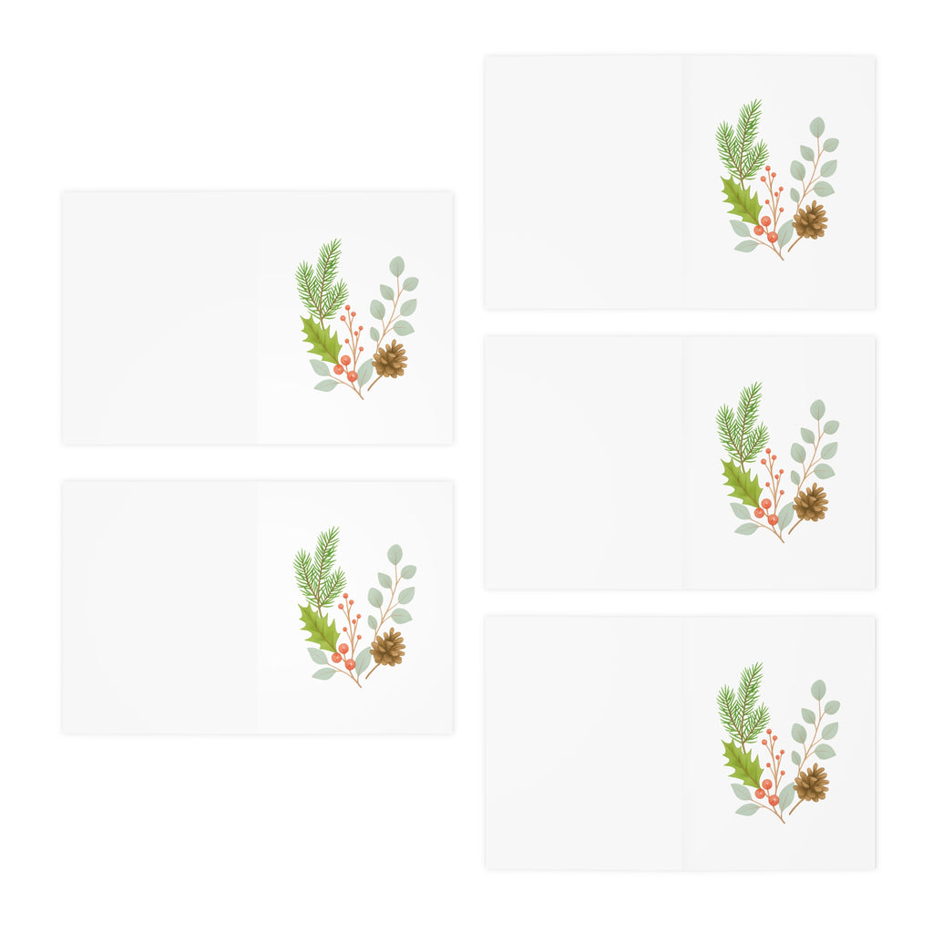 Botanical Pine Holiday Greeting Cards (5-Pack)