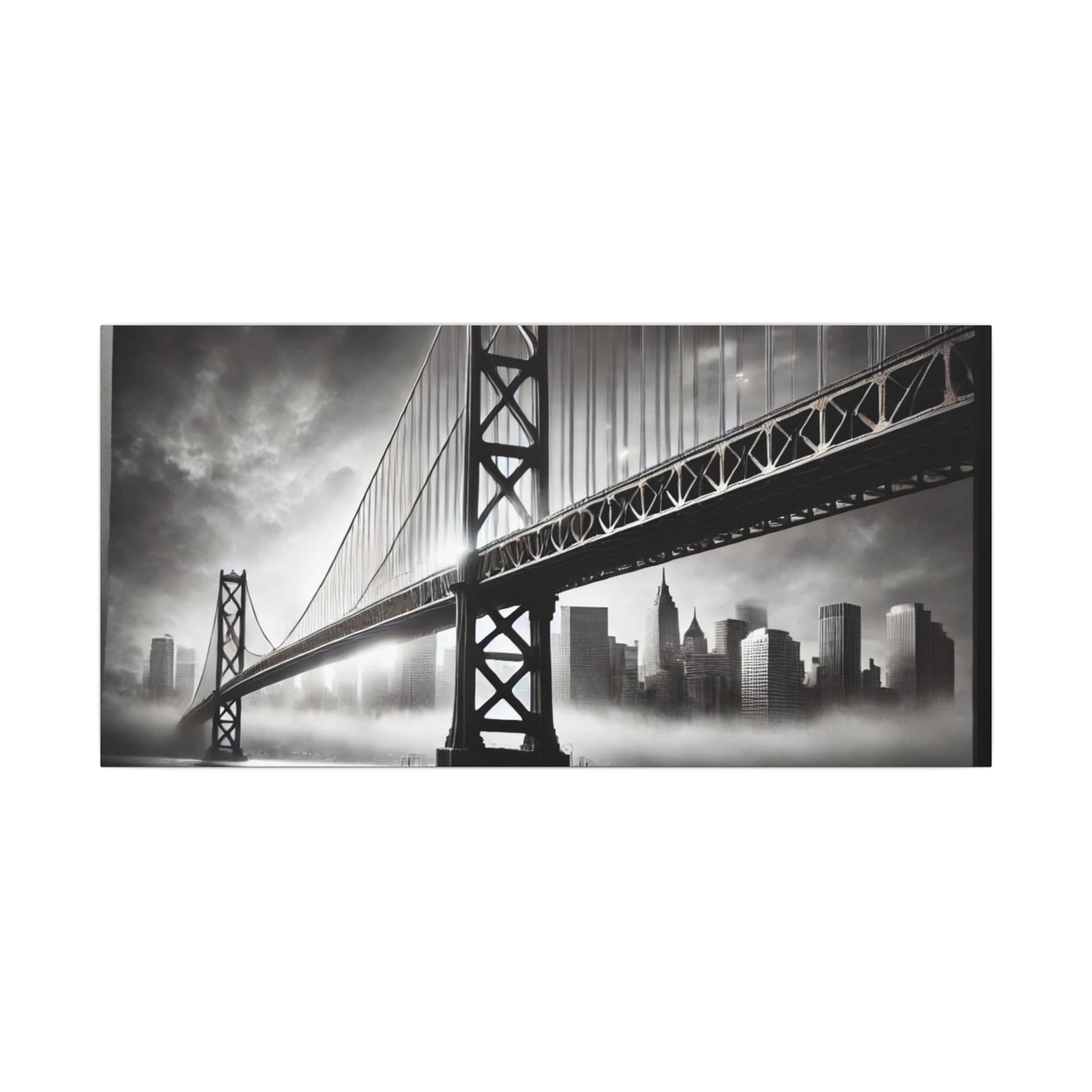 Horizontal Golden Gate Bridge Black & White Wall Art – Dramatic San Francisco Photography Print in Black Frame (2 of 3)