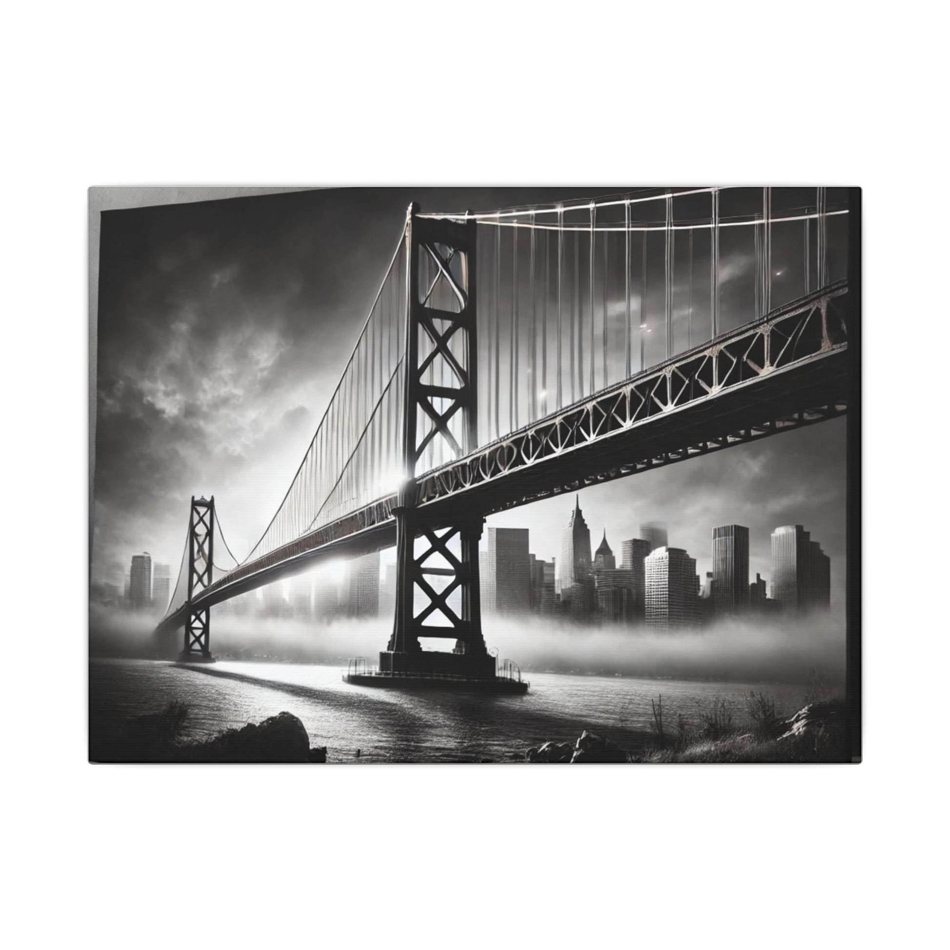 Horizontal Golden Gate Bridge Black & White Wall Art – Dramatic San Francisco Photography Print in Black Frame (2 of 3)