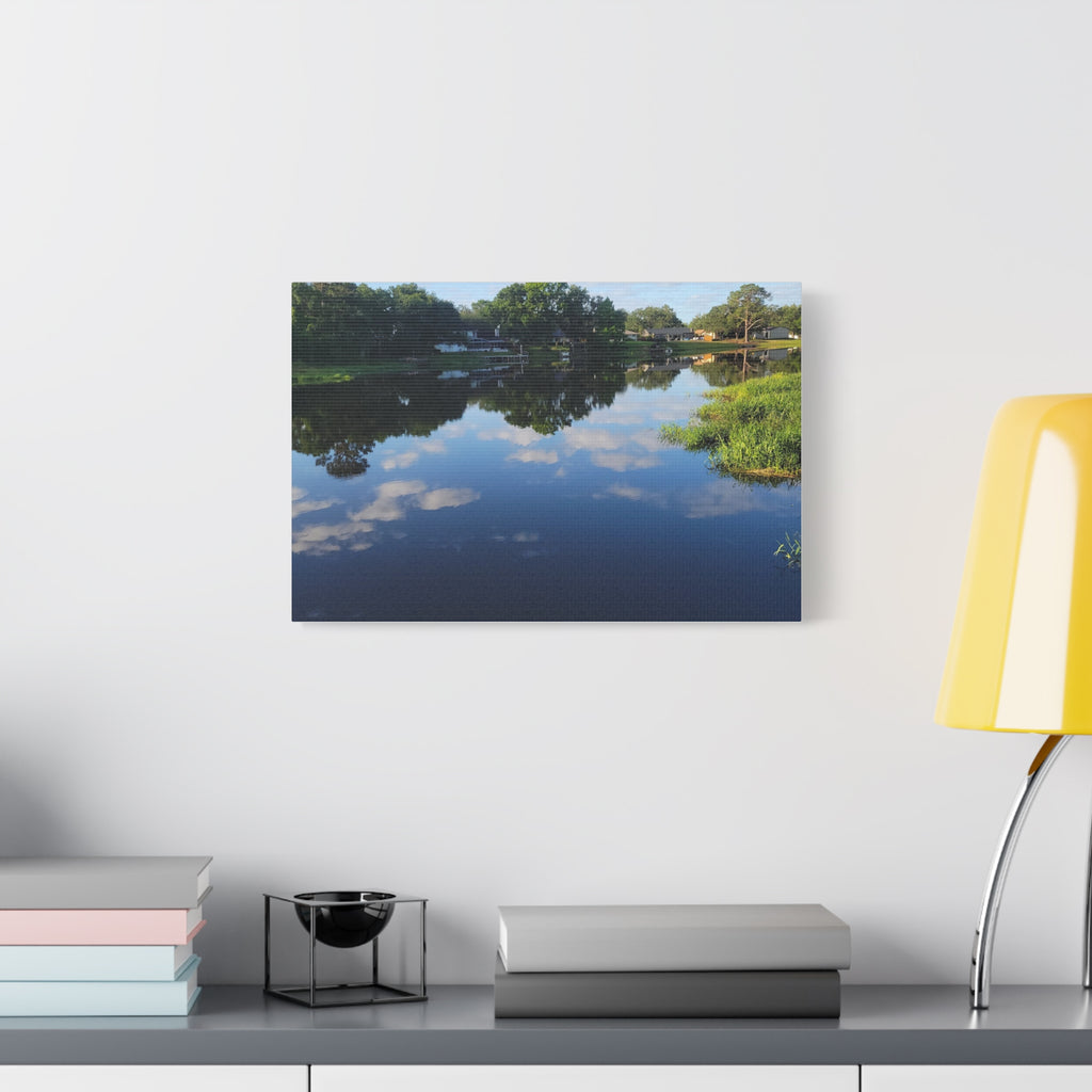 Serene Lake Landscape Reflection - Stretched Canvas Artwork