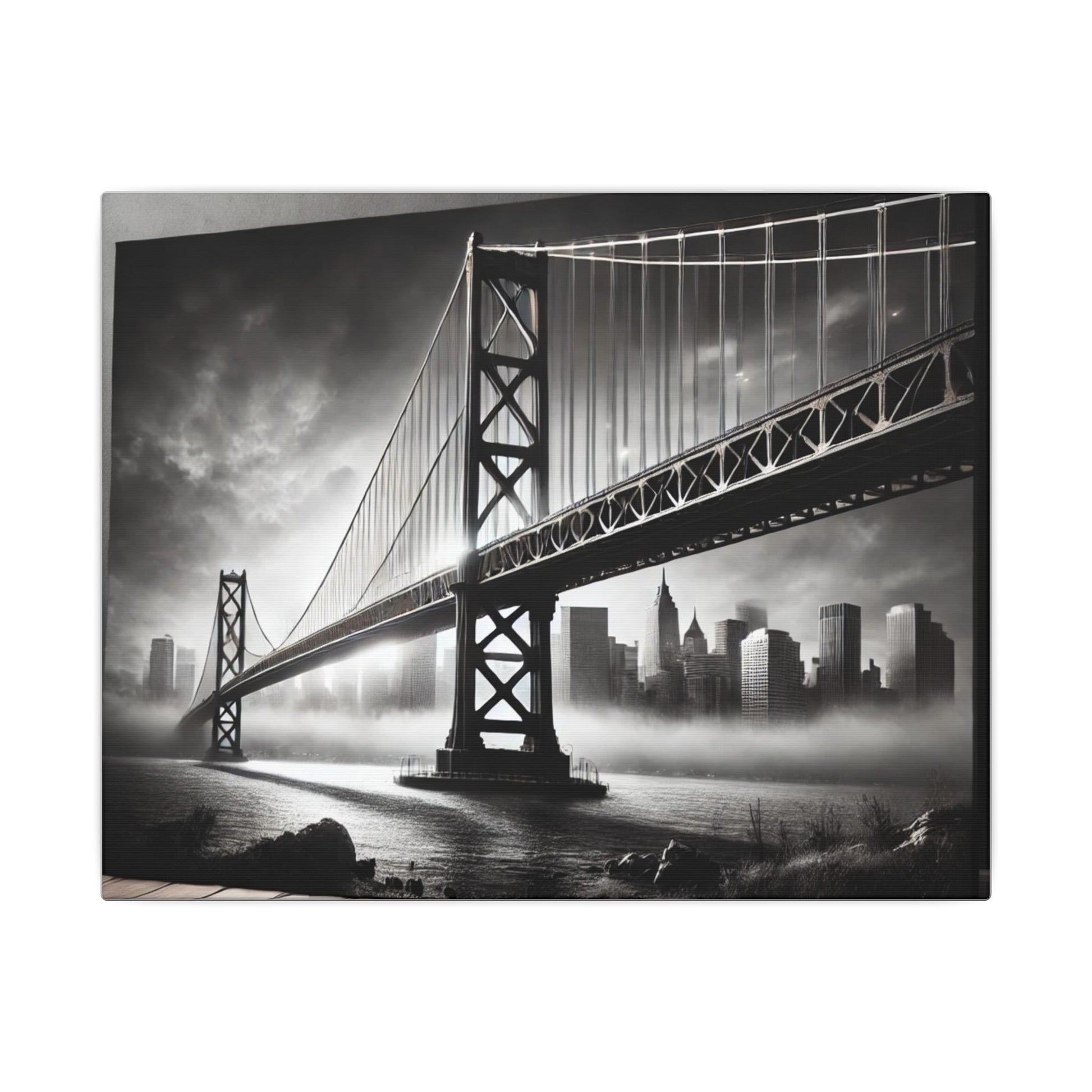 Horizontal Golden Gate Bridge Black & White Wall Art – Dramatic San Francisco Photography Print in Black Frame (2 of 3)