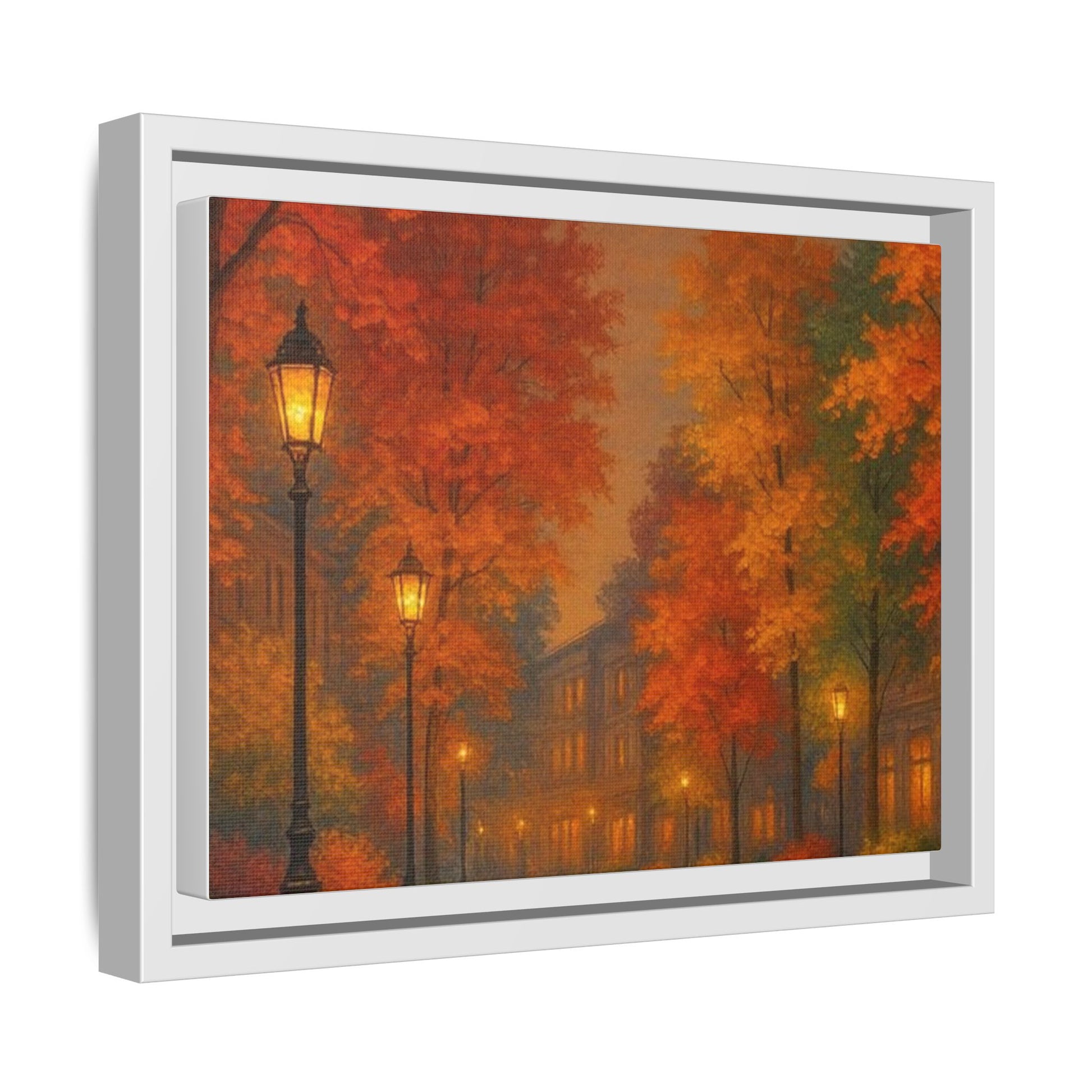 Autumn Cityscape Canvas Art – Warm Fall Skyline Wall Décor