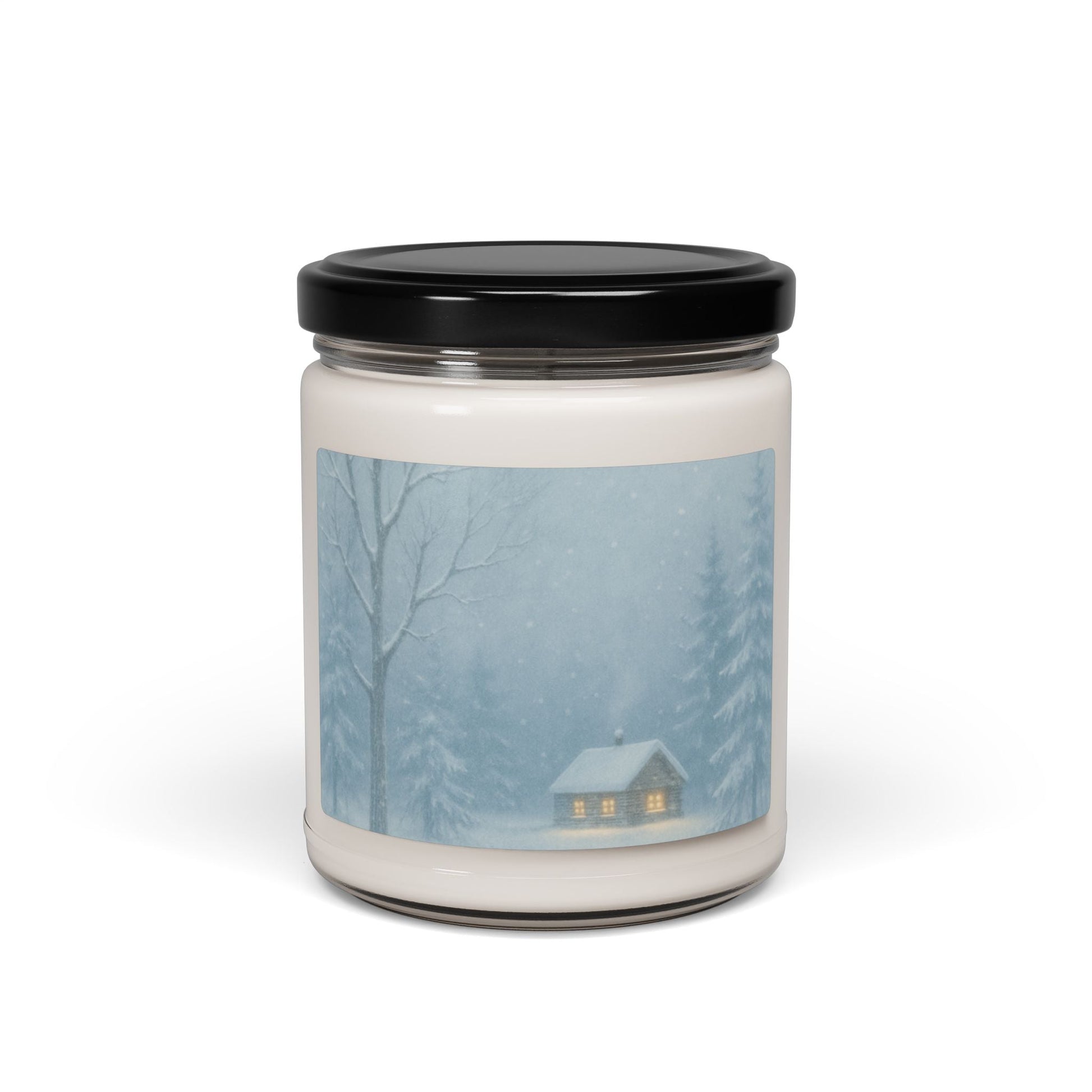 Cozy Winter Scented Soy Candle - 9oz Aromatherapy Candle with Snowy Cabin Design