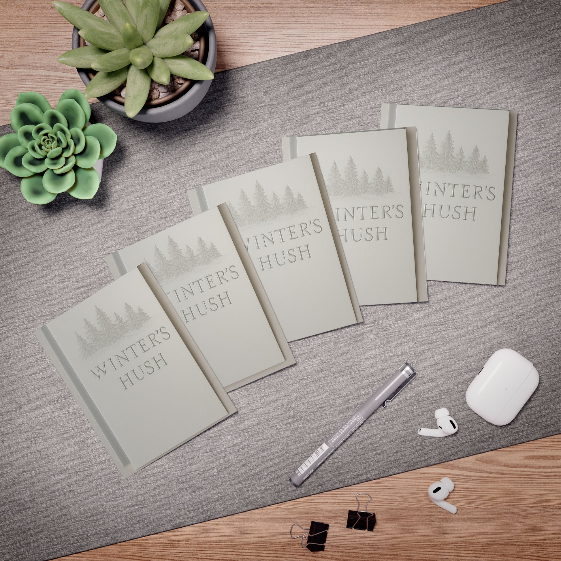 Winter’s Hush Holiday Card – Elegant Silver Embossed Trees | Paper Pleasures