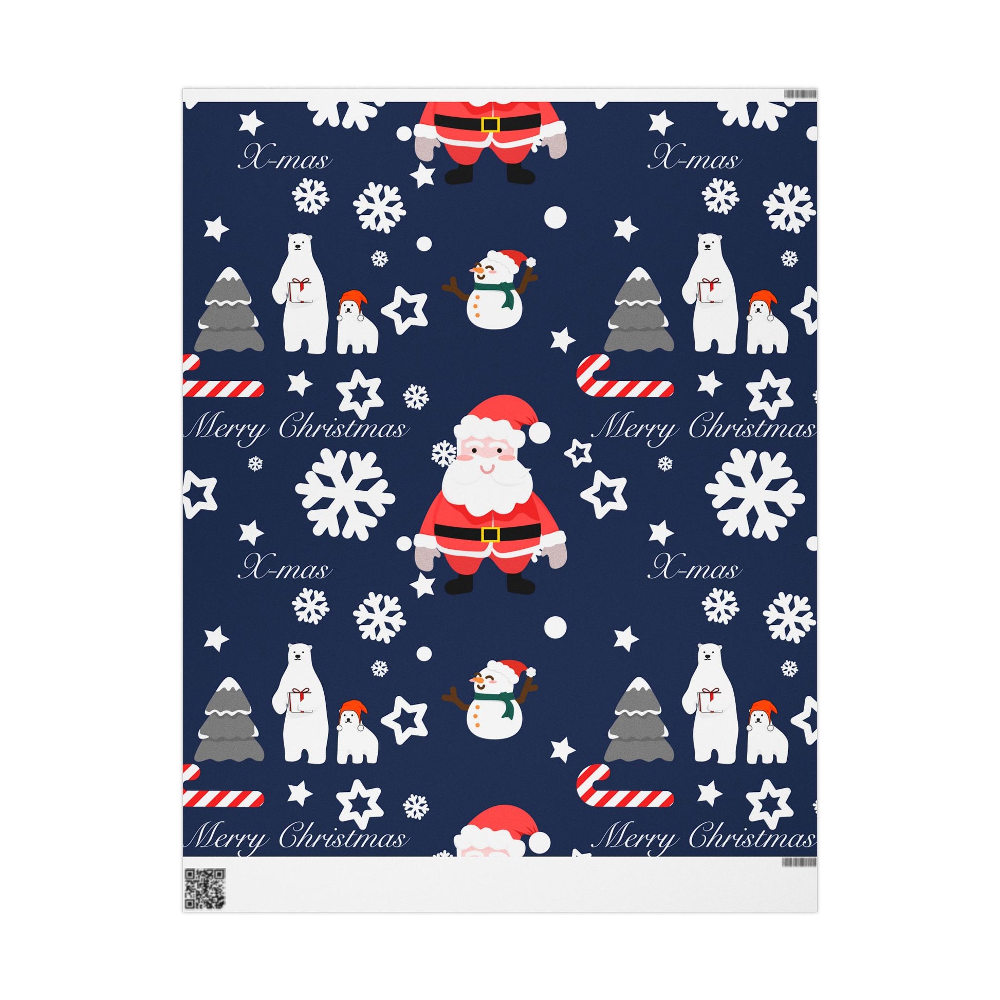 Christmas Wrapping Paper - Festive Santa and Snowman Design