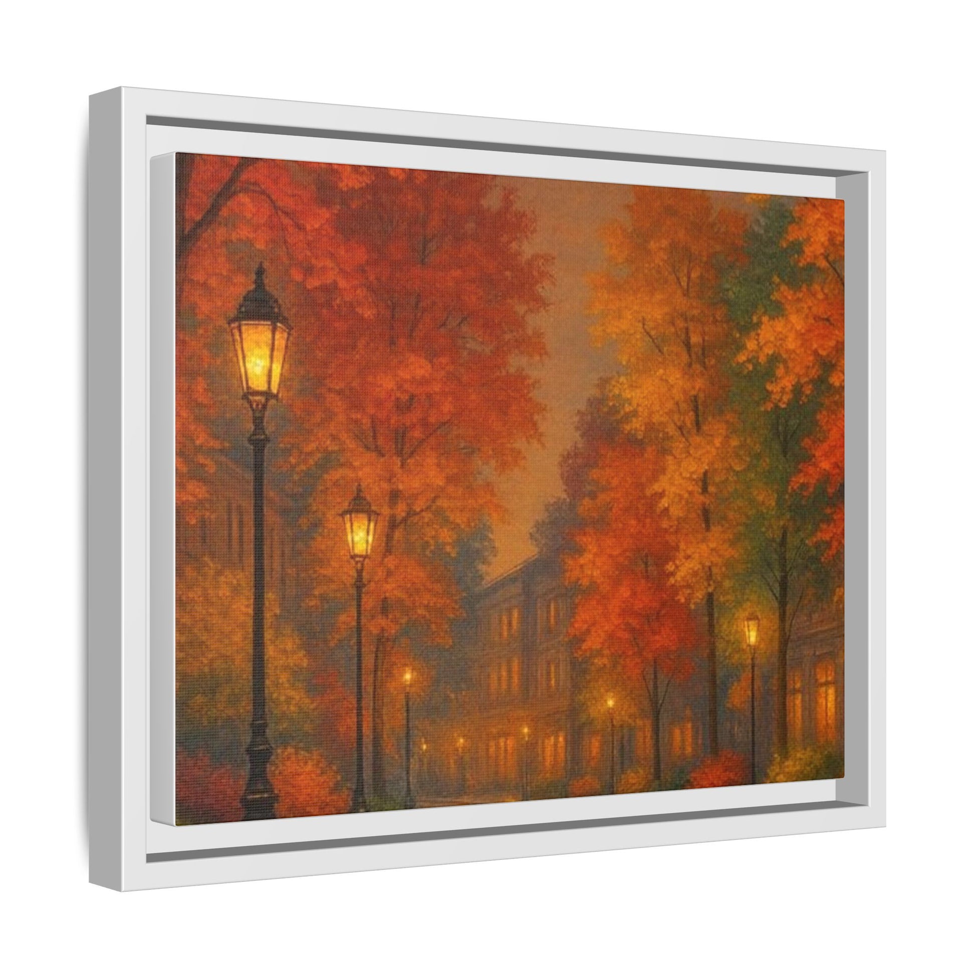 Autumn Cityscape Canvas Art – Warm Fall Skyline Wall Décor