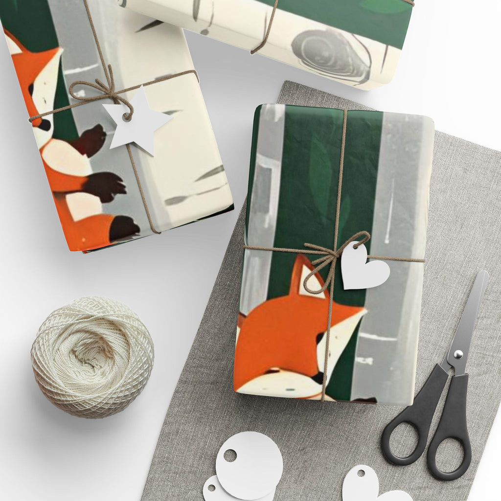 Charlie the Whimsical Fox  and his sister Lila Wrapping Papers - Charlie’s Wintertime Trick