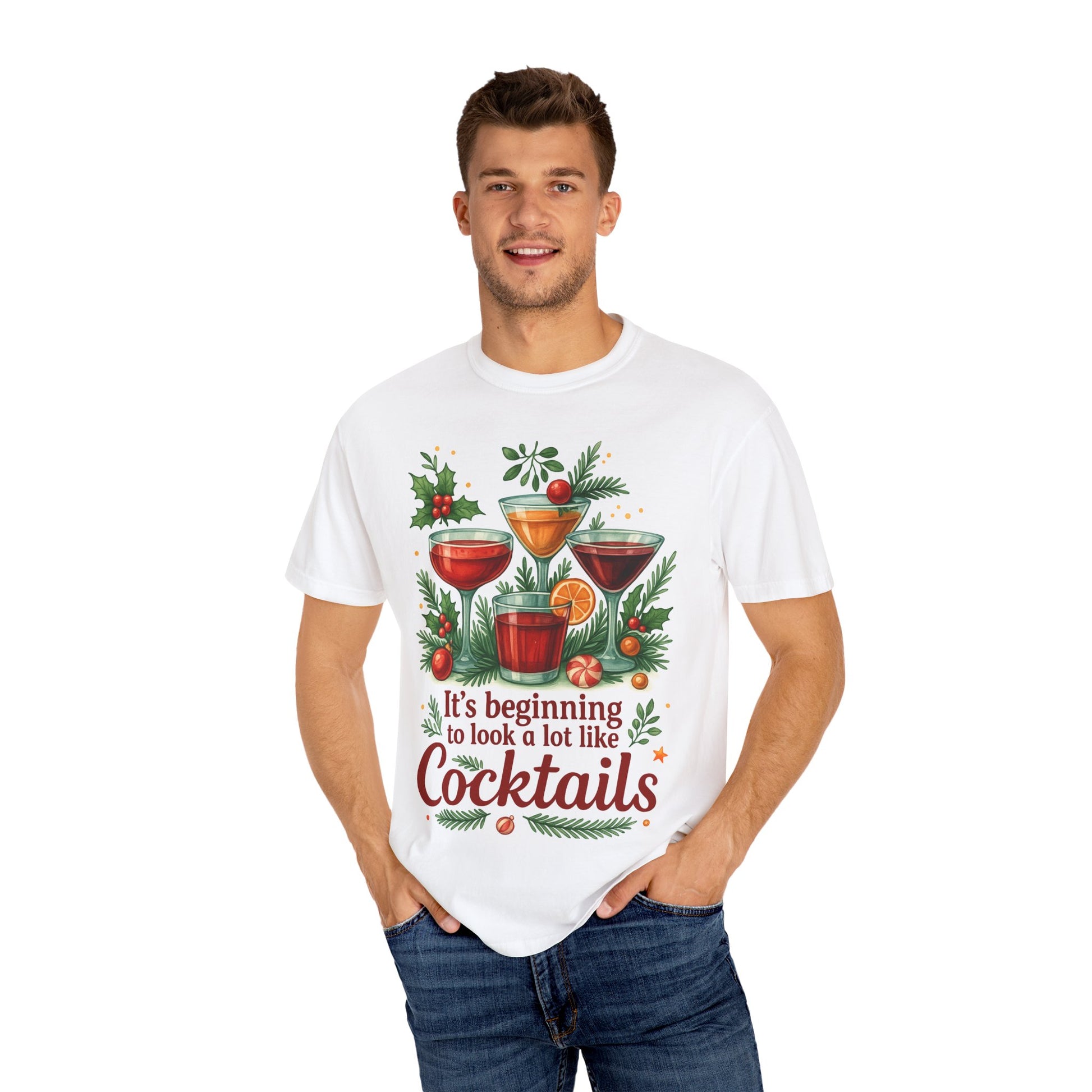 It’s Beginning to Look a Lot Like Cocktails T-Shirt – Festive Holiday Cocktail Tee – Christmas Party Shirt for Women & Men-Holiday Spirits Society