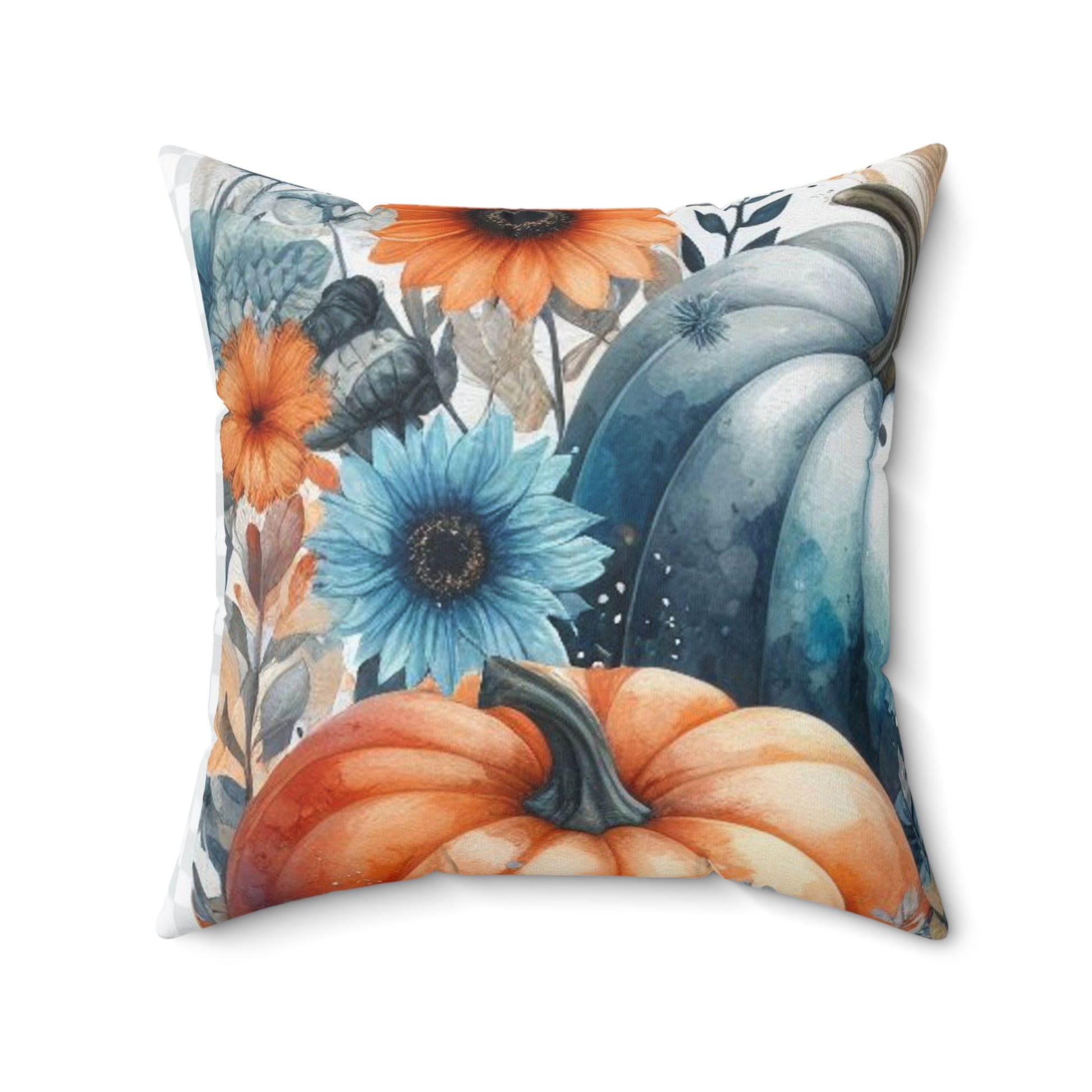 Fall Harvest Pumpkin & Sunflower Throw Pillow – Autumn Farmhouse Decor Cushion
