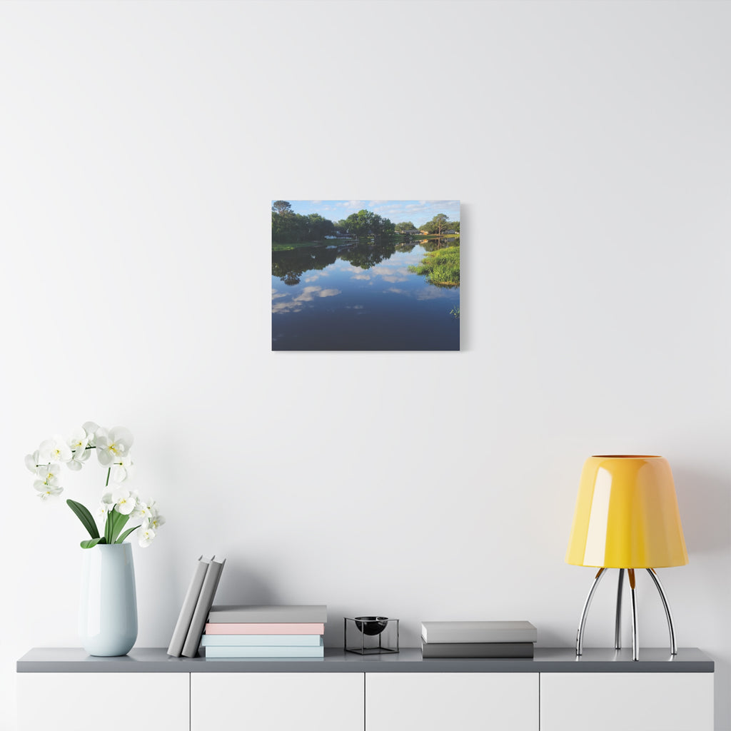 Serene Lake Landscape Reflection - Stretched Canvas Artwork