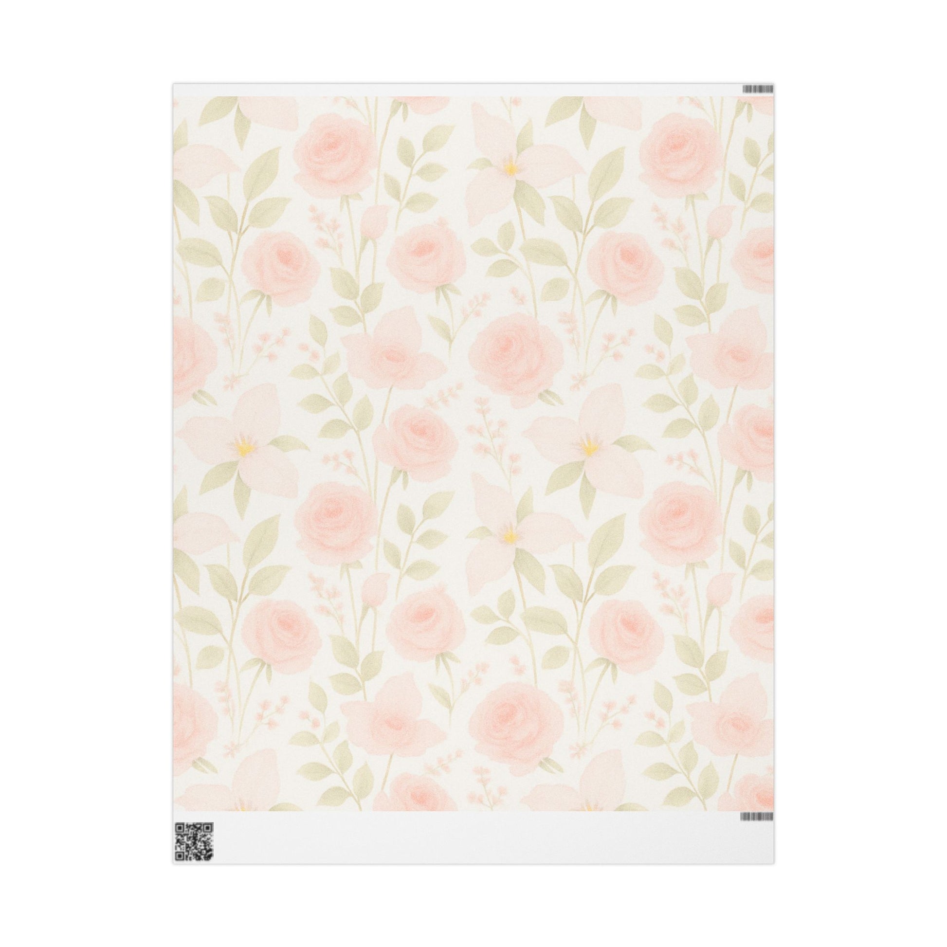 Blush Rose and Lily Floral Wrapping Paper – Elegant Watercolor Gift Wrap for Special Occasions
