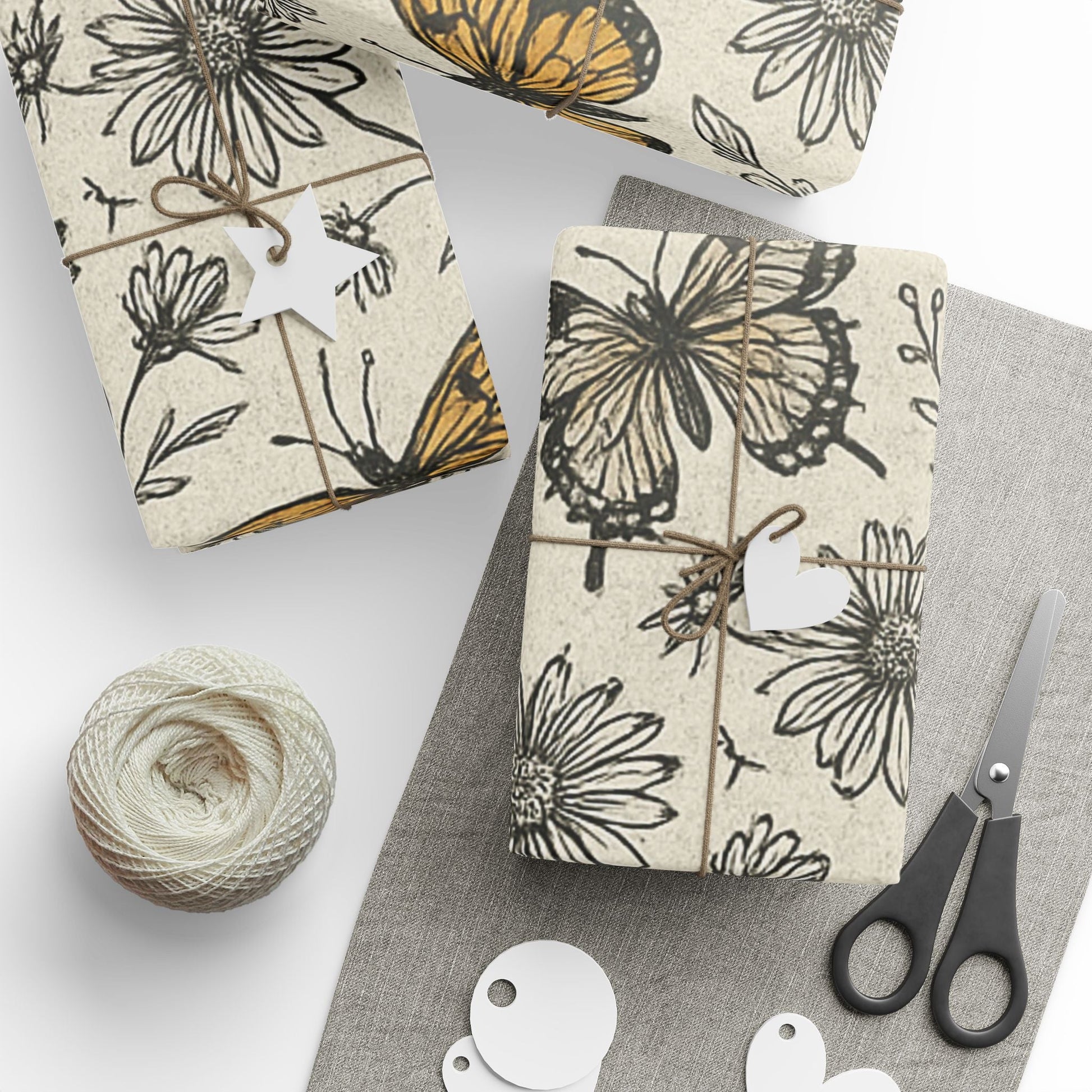Vivid Wings & Monochrome Blooms Wrapping Paper Wrapping Paper