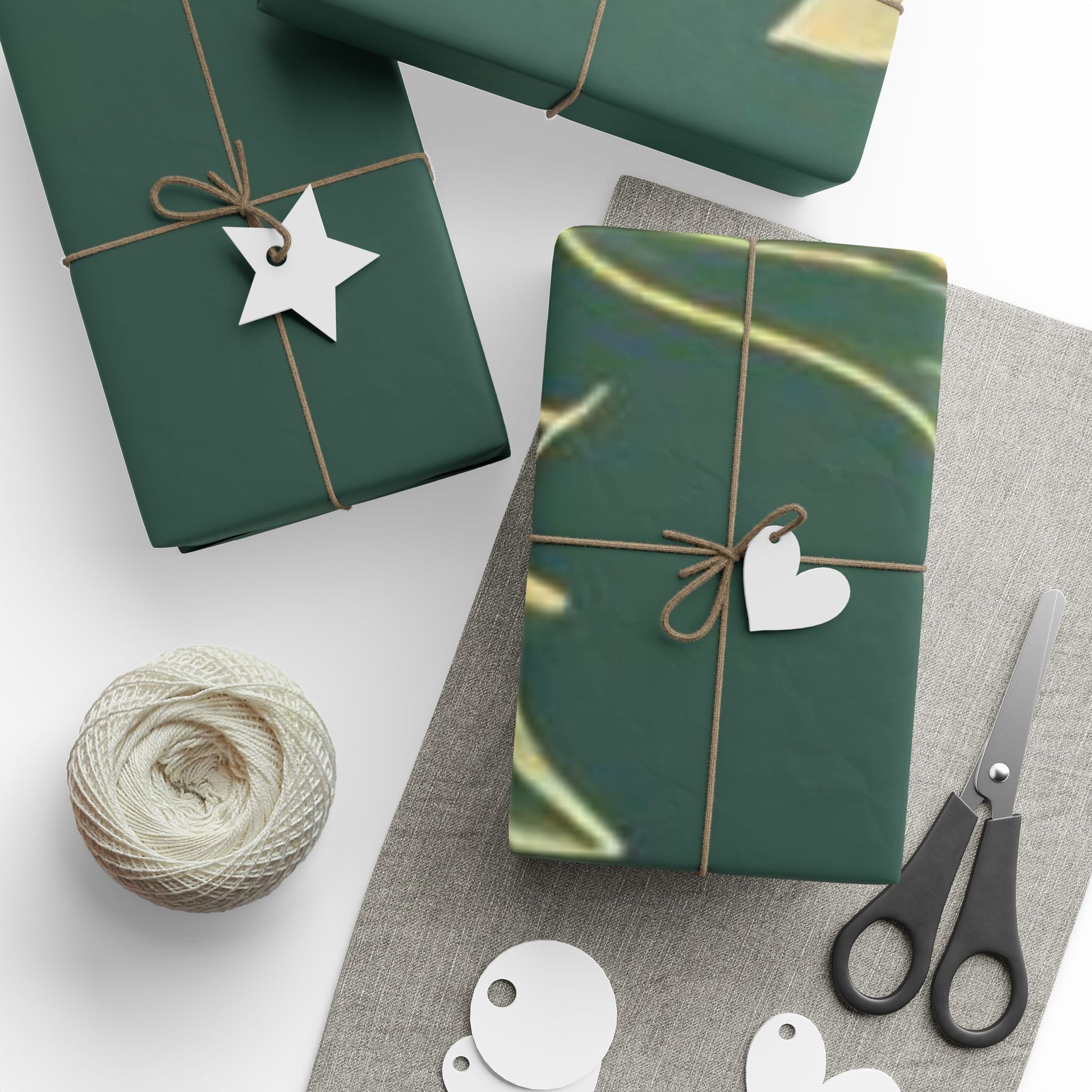 Golden Holly Christmas Wrapping Paper Elegant Green & Gold Holiday