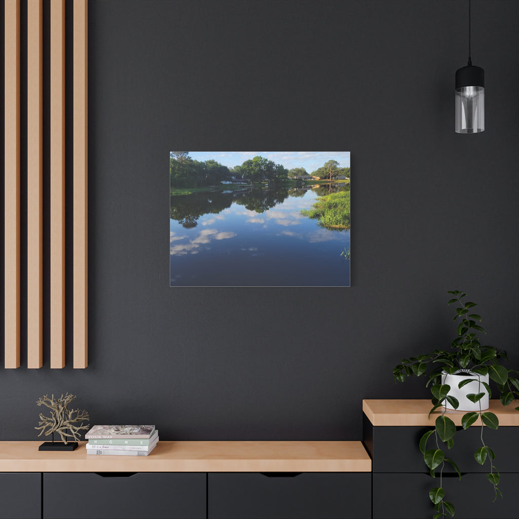 Serene Lake Landscape Reflection - Stretched Canvas Artwork