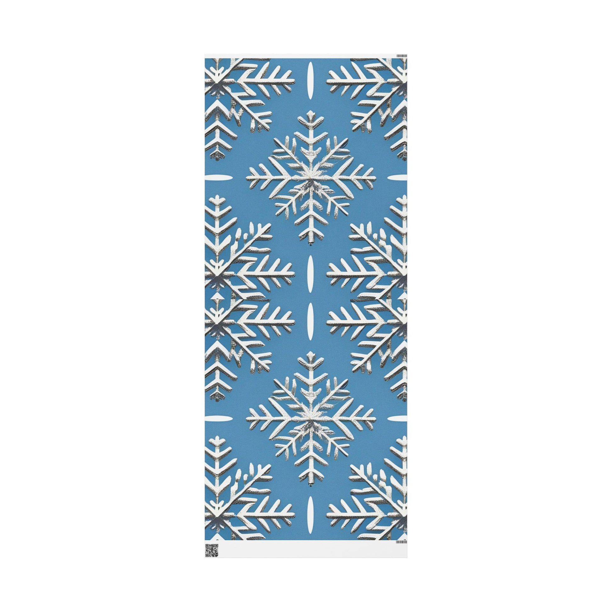 Silver Snowflake Wrapping Paper – Elegant Holiday Gift Wrap on Winter Blue Background