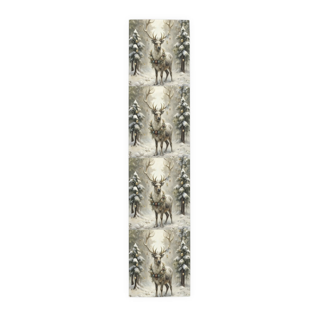 Whispers of Winter – Reindeer Wreath Table Runner | Elegant Holiday Table Décor by Paper Pleasures - Winter Wonderland Table Runner