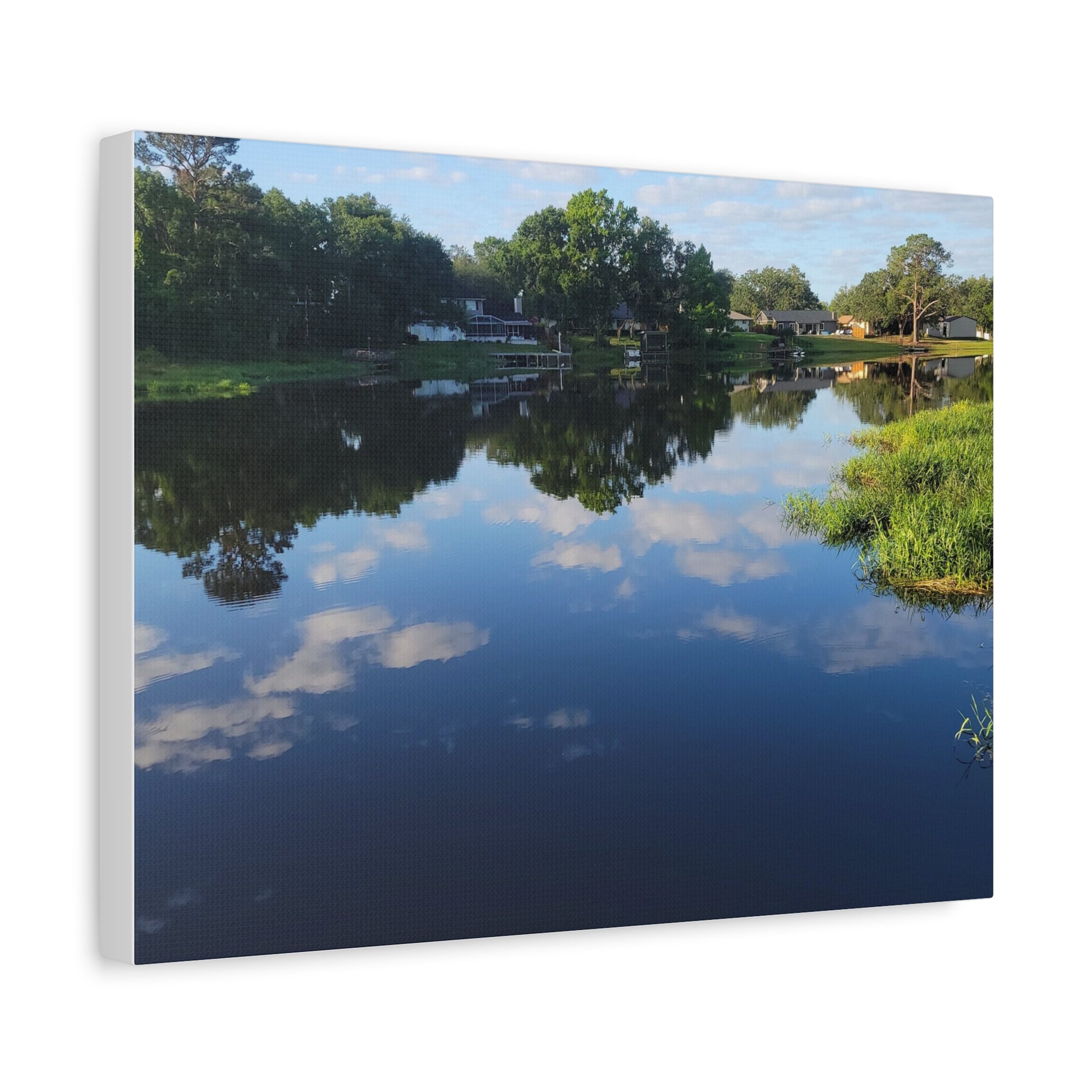 Serene Lake Landscape Reflection - Stretched Canvas Artwork
