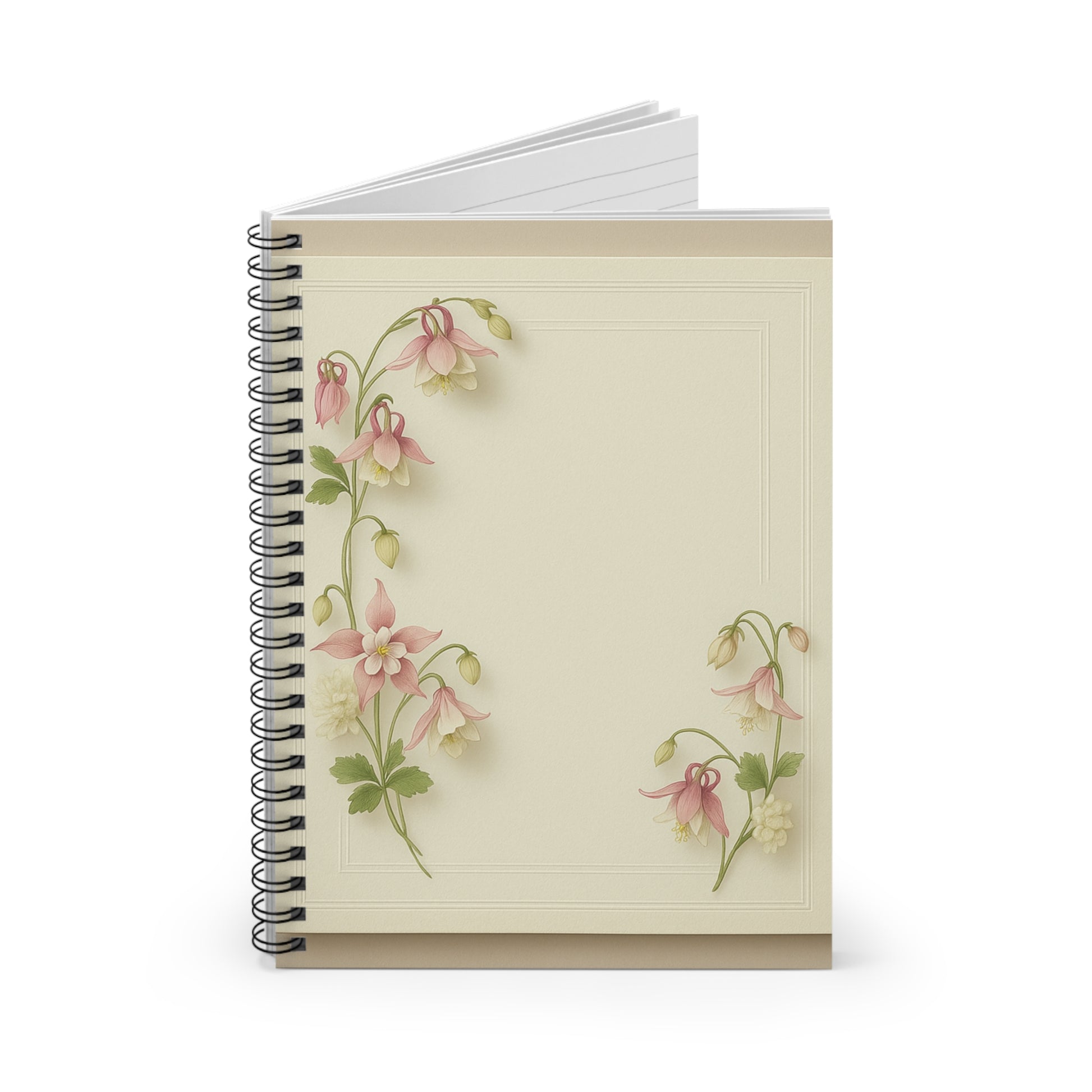 Blush Columbine Floral Spiral Notebook – Elegant Botanical Journal