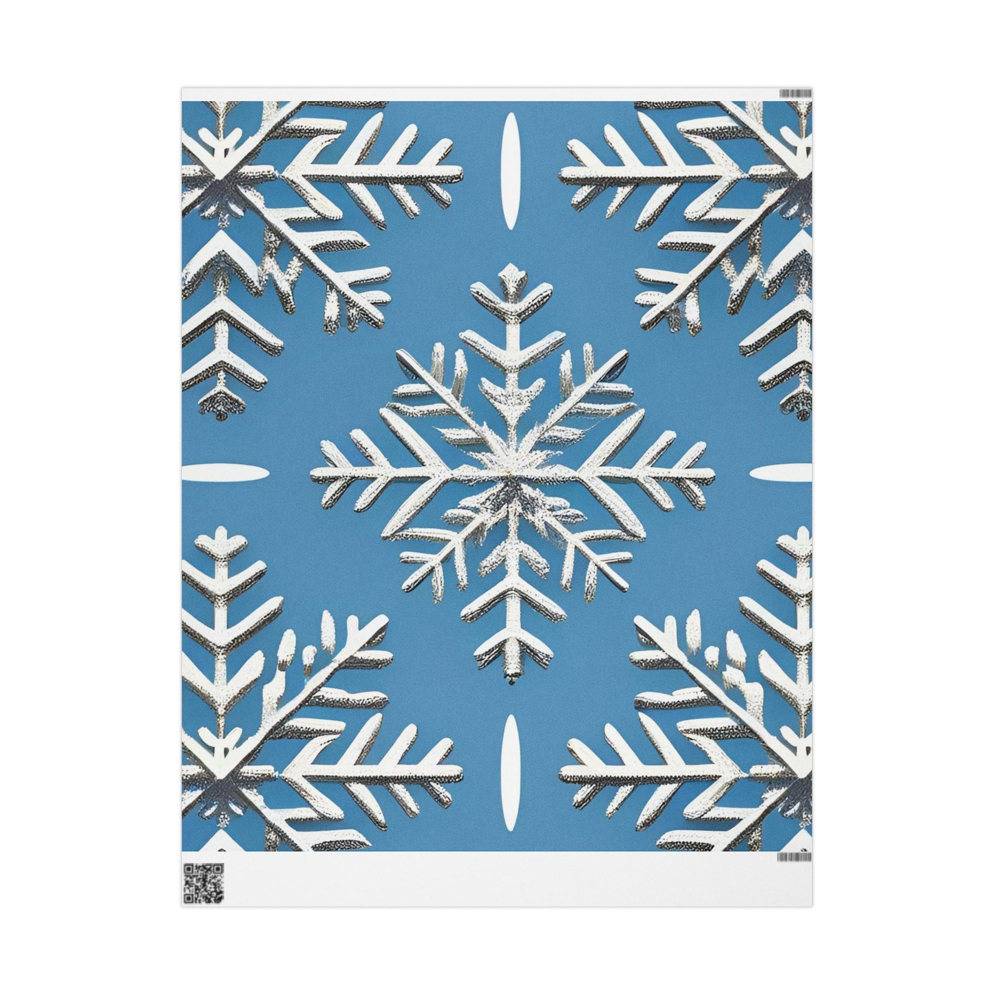 Silver Snowflake Wrapping Paper – Elegant Holiday Gift Wrap on Winter Blue Background