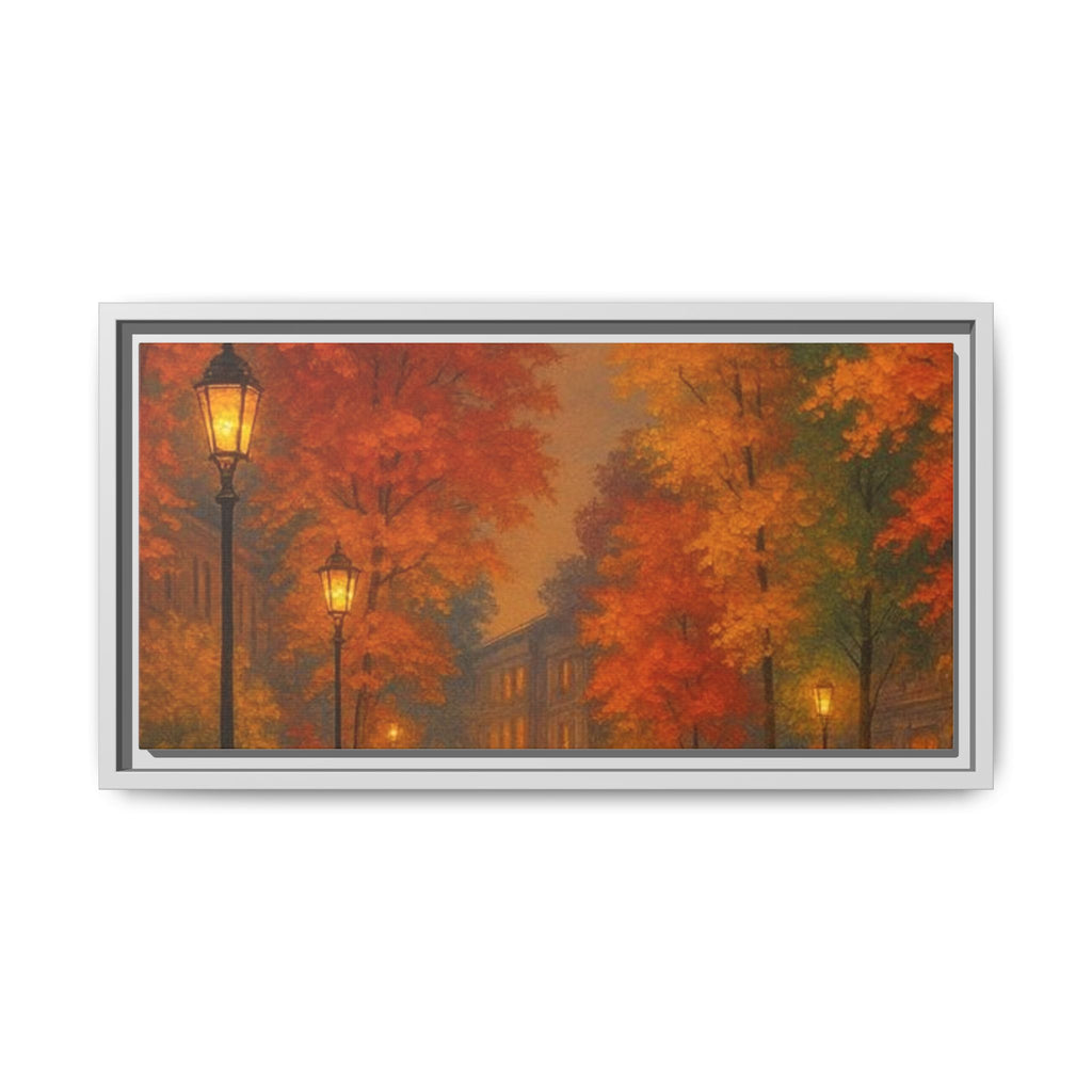 Autumn Cityscape Canvas Art – Warm Fall Skyline Wall Décor