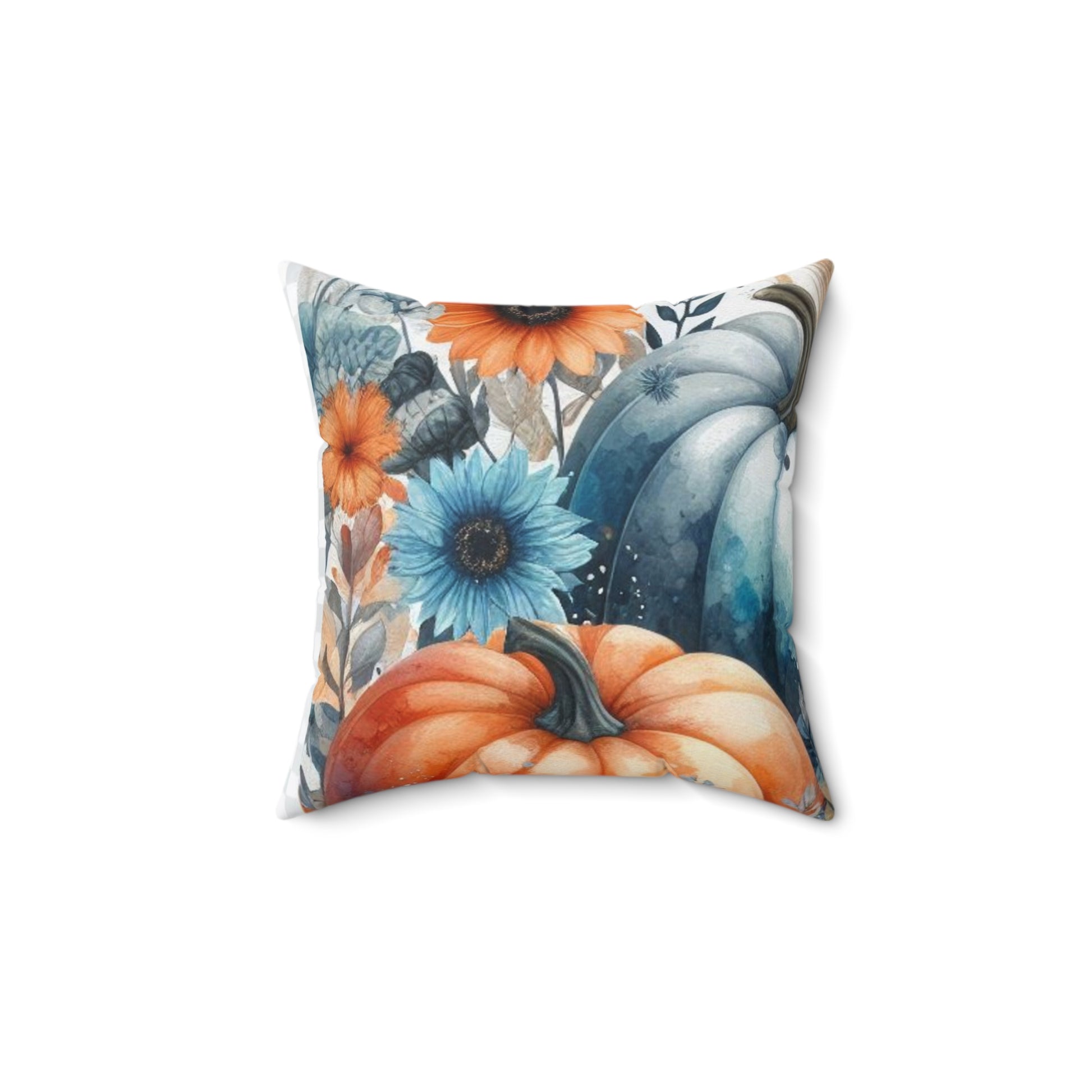 Fall Harvest Pumpkin & Sunflower Throw Pillow – Autumn Farmhouse Decor Cushion