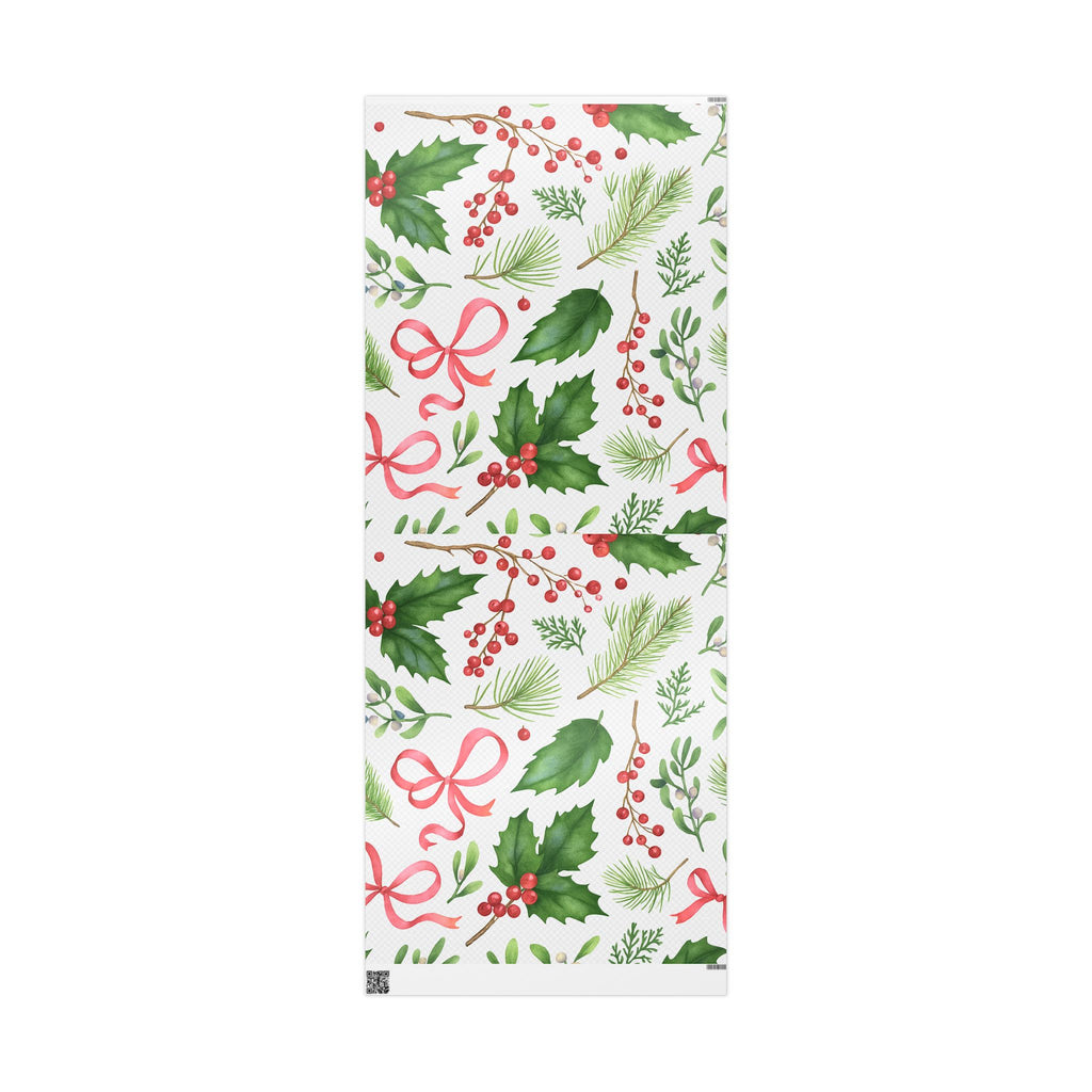 Whispers of Winter Watercolor Holly & Pine Wrapping Paper – Elegant Botanical Christmas Gift Wrap - Ana