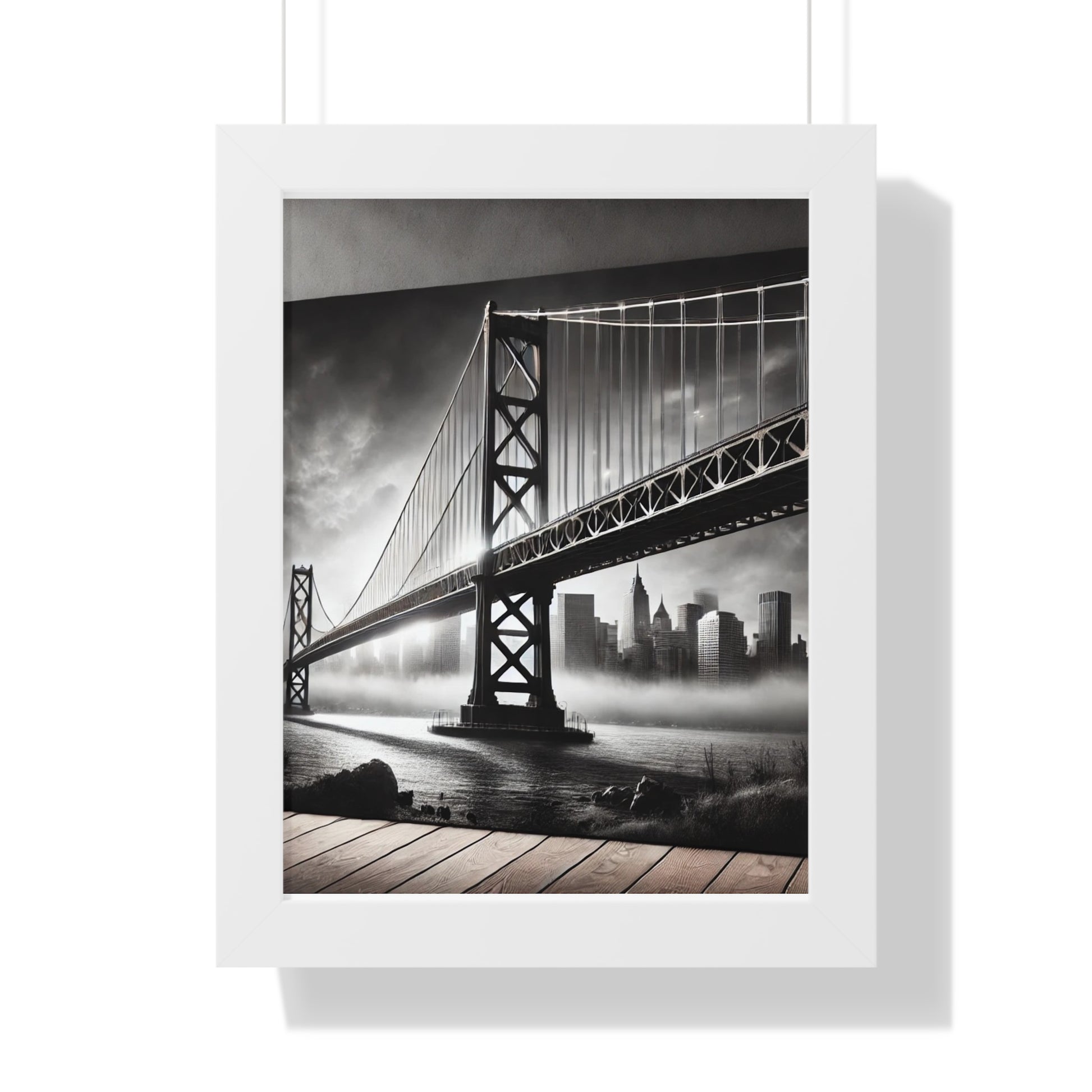Monochrome Urban Landscape Framed Vertical Poster - Modern Home Decor