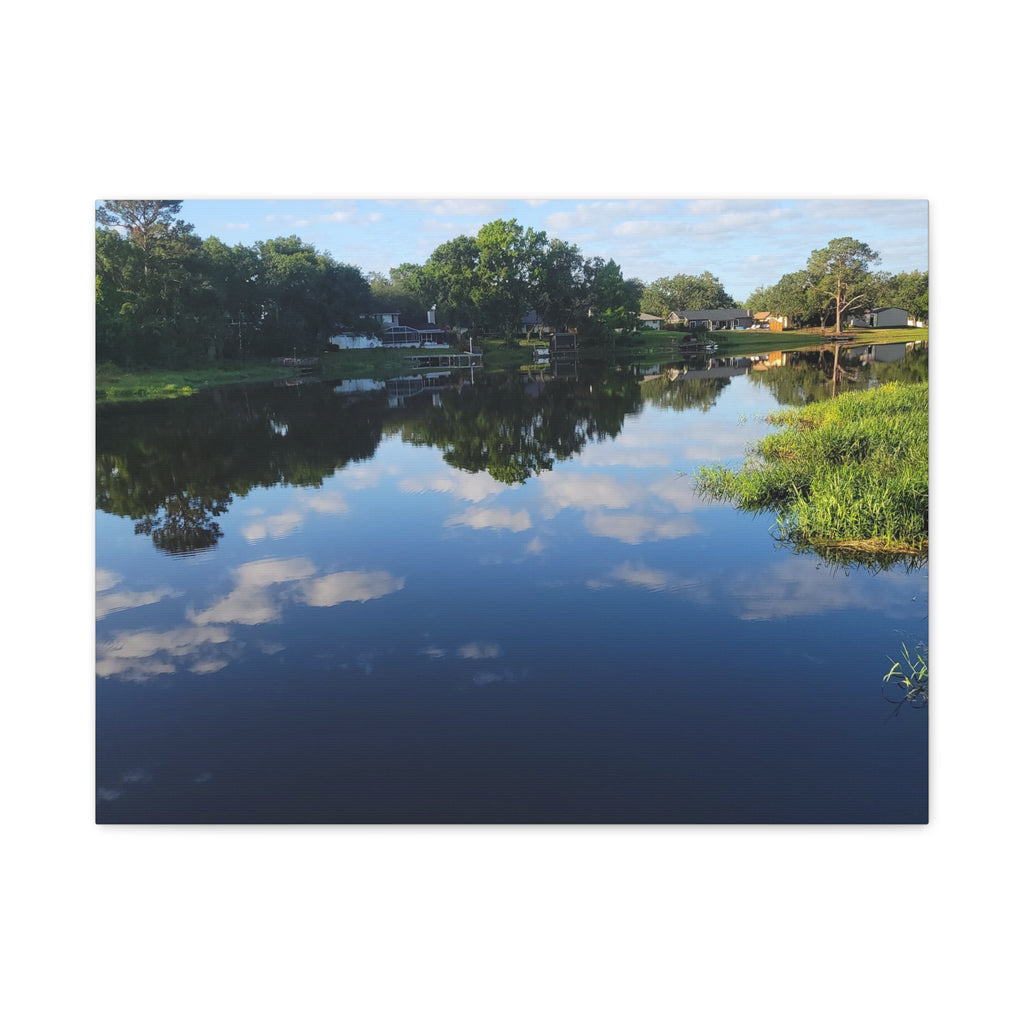 Serene Lake Landscape Reflection - Stretched Canvas Artwork