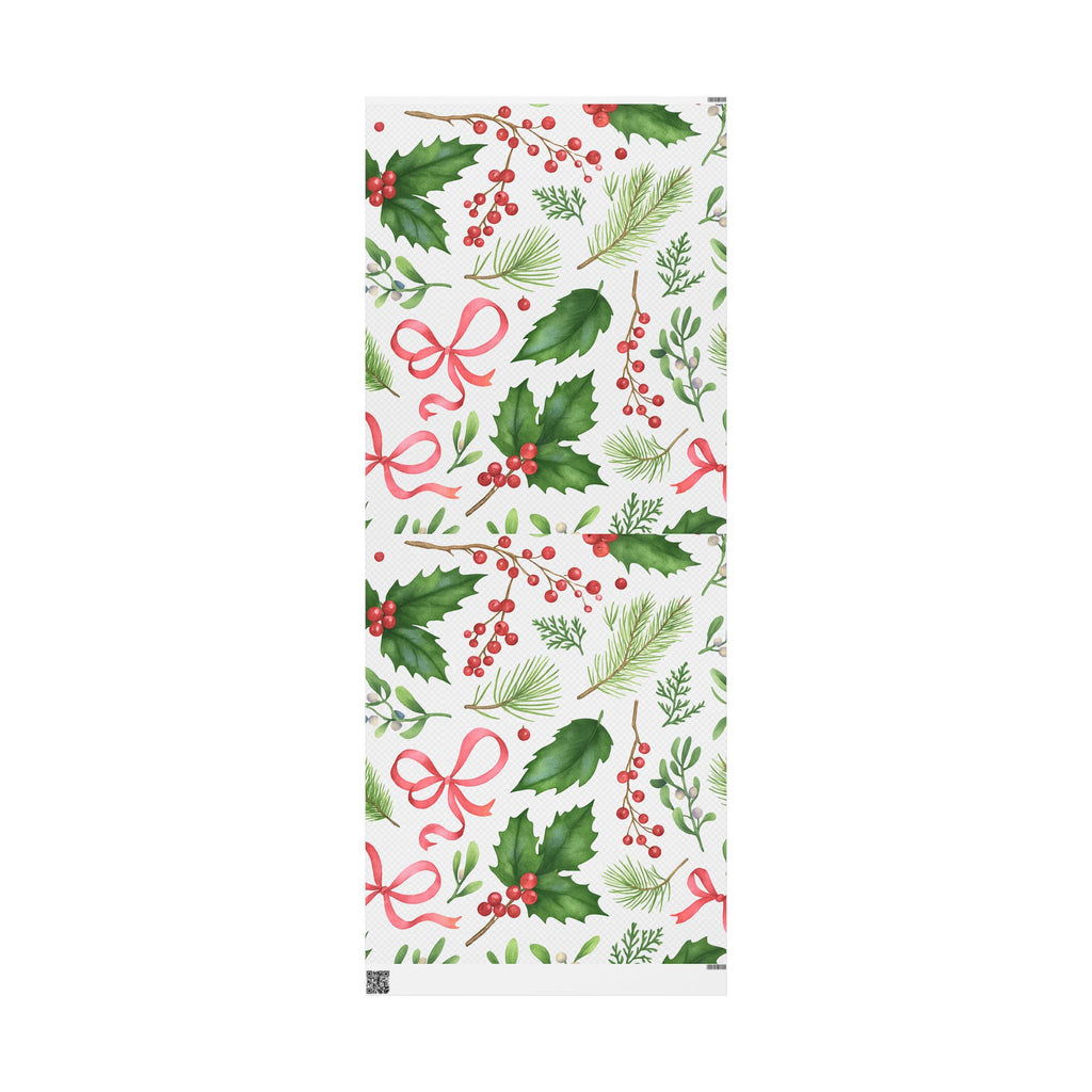 Whispers of Winter Watercolor Holly & Pine Wrapping Paper – Elegant Botanical Christmas Gift Wrap - Ana