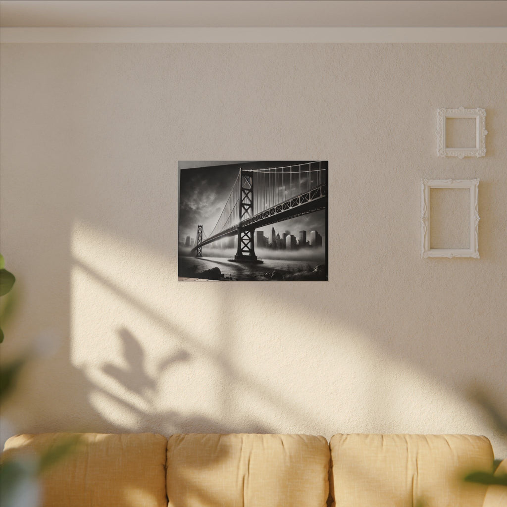 Horizontal Golden Gate Bridge Black & White Wall Art – Dramatic San Francisco Photography Print in Black Frame (2 of 3)