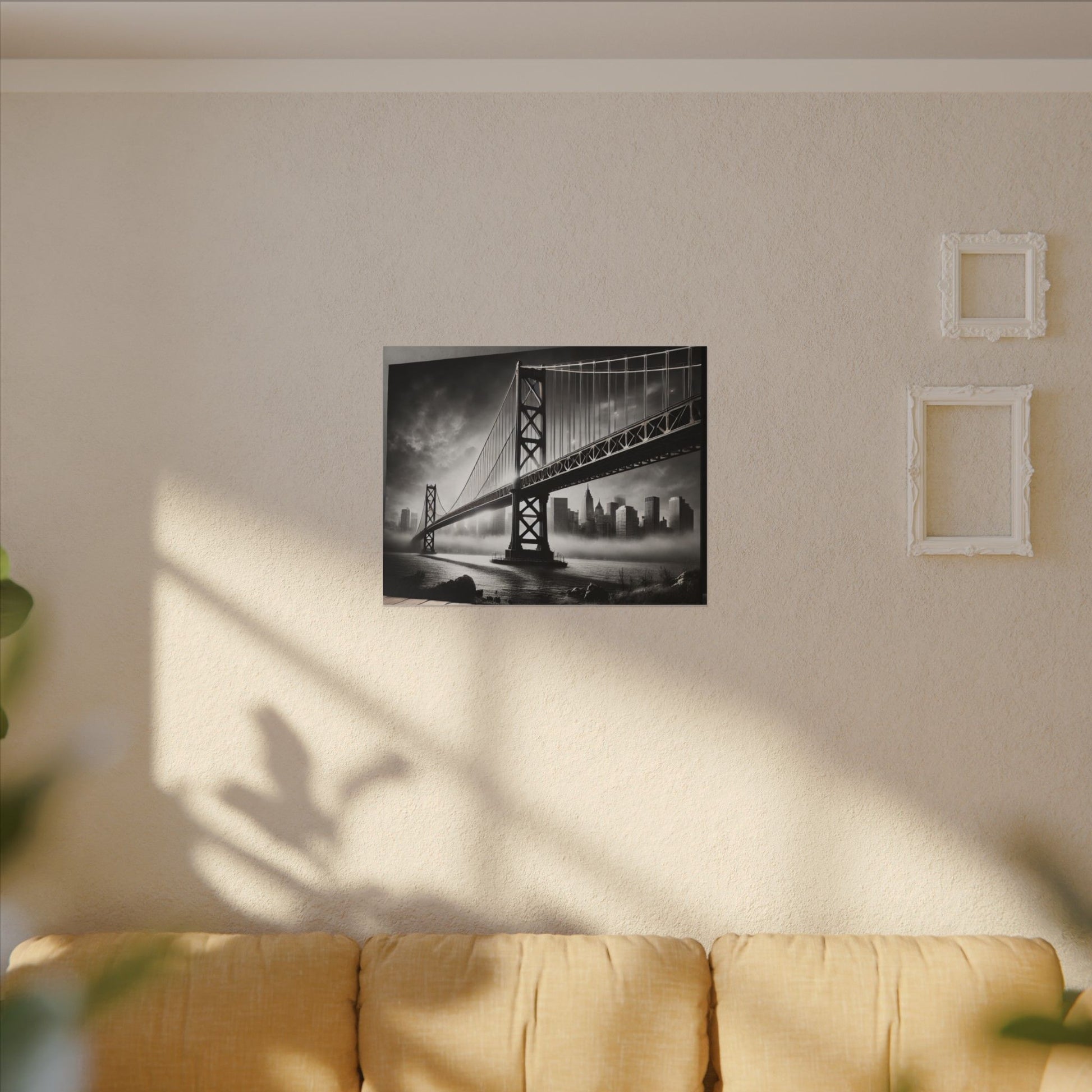 Horizontal Golden Gate Bridge Black & White Wall Art – Dramatic San Francisco Photography Print in Black Frame (2 of 3)