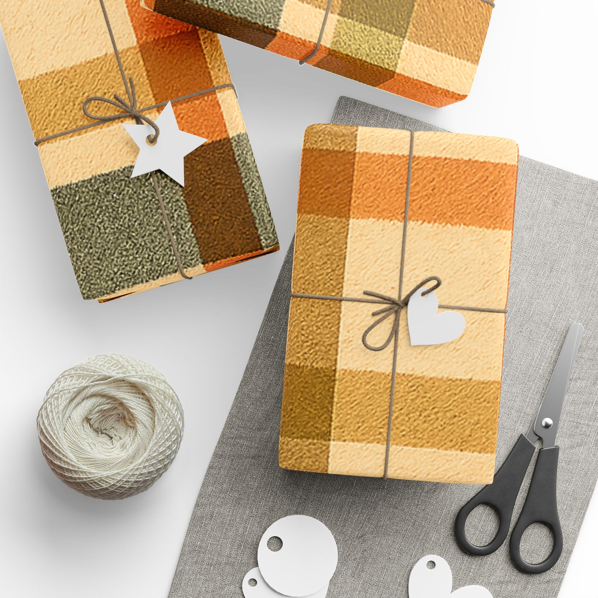 Autumn Plaid Wrapping Paper – Rustic Fall Checkered Gift Wrap for Thanksgiving and Harvest Celebrations