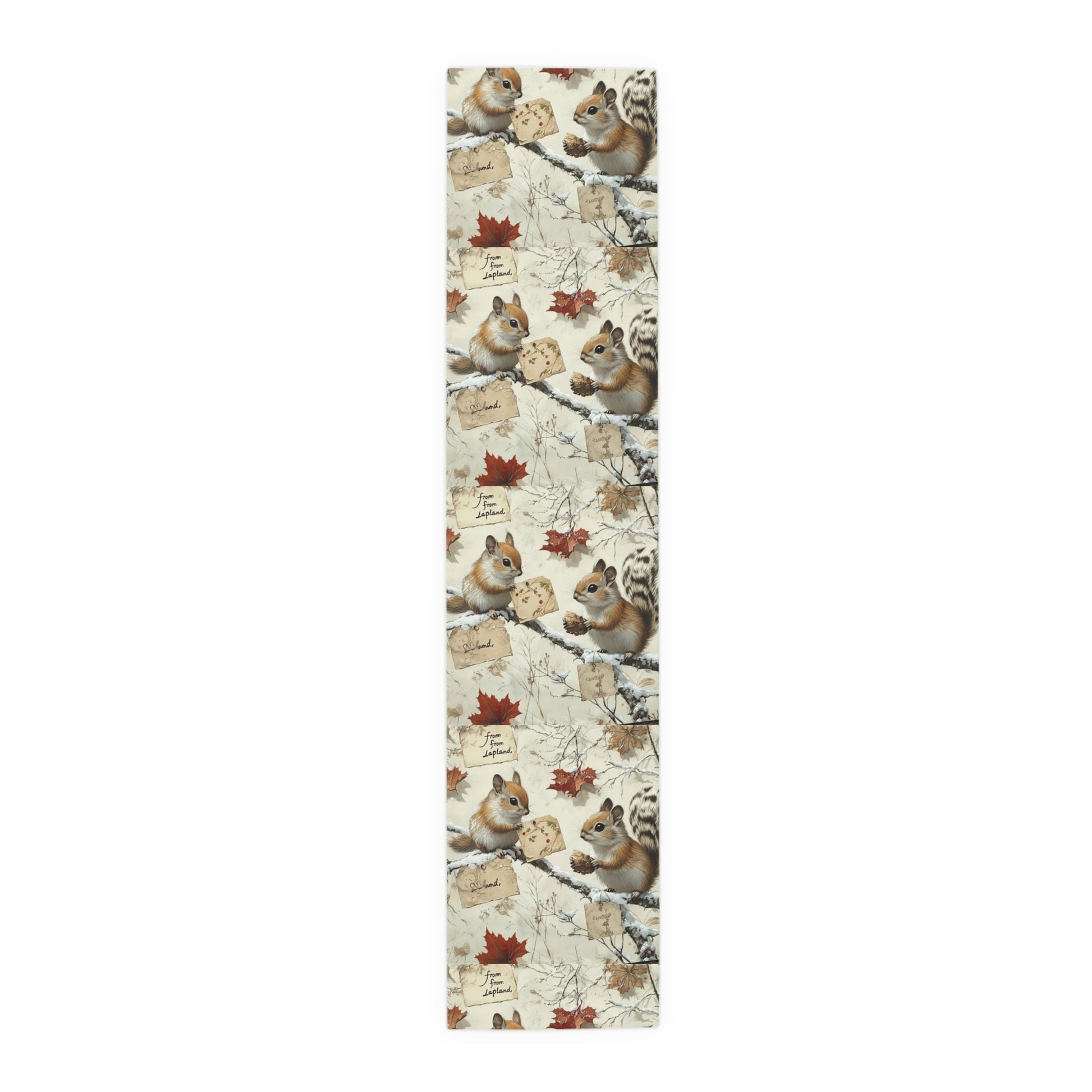 Whispers of Winter – Woodland Squirrel Table Runner | Cozy Holiday Table Décor by Paper Pleasures - Autumn Squirrel Table Runner